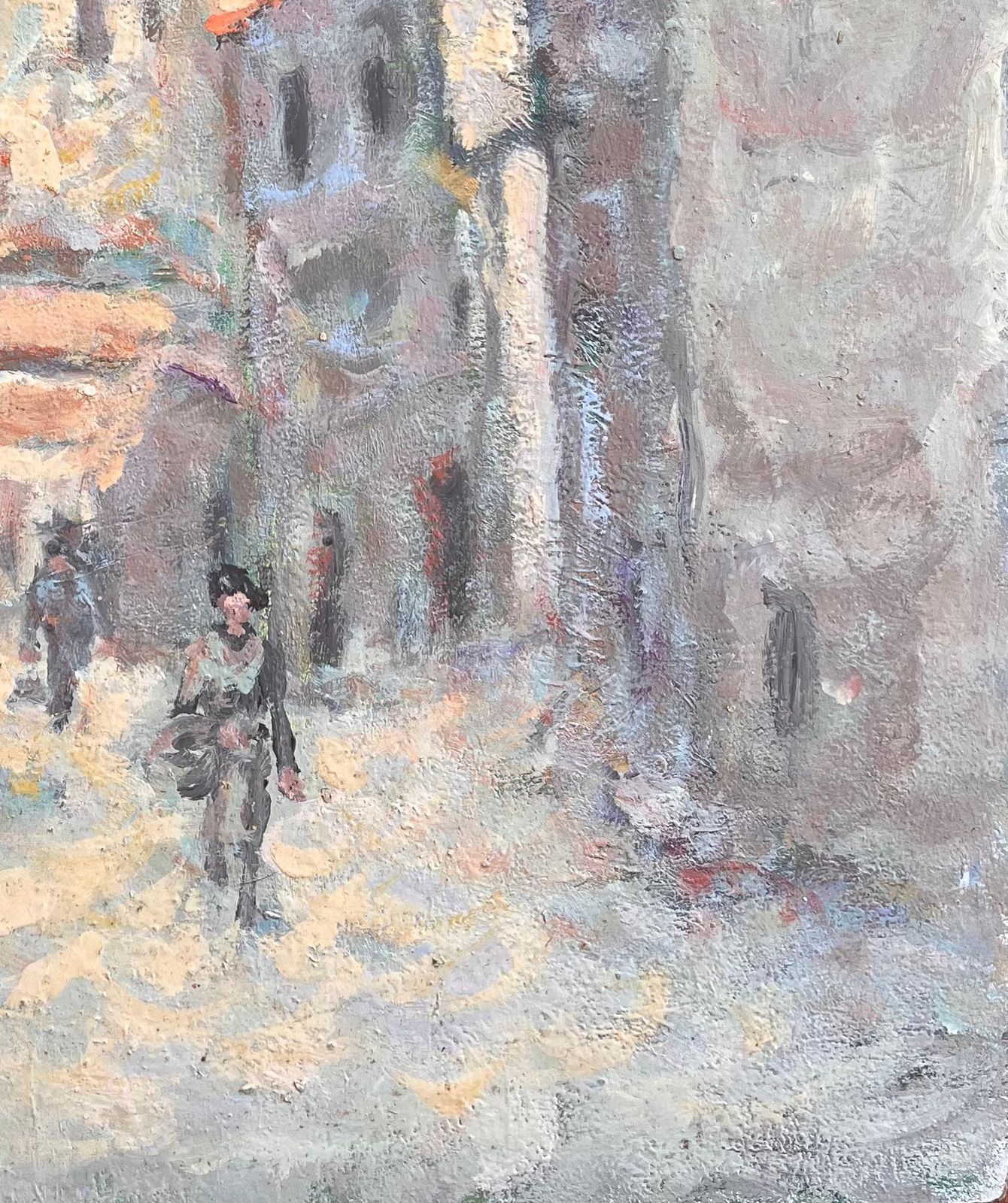 Fanch Lelfrench Impressionist Street Scene With Figures And Sunlit Buildings photo for sale