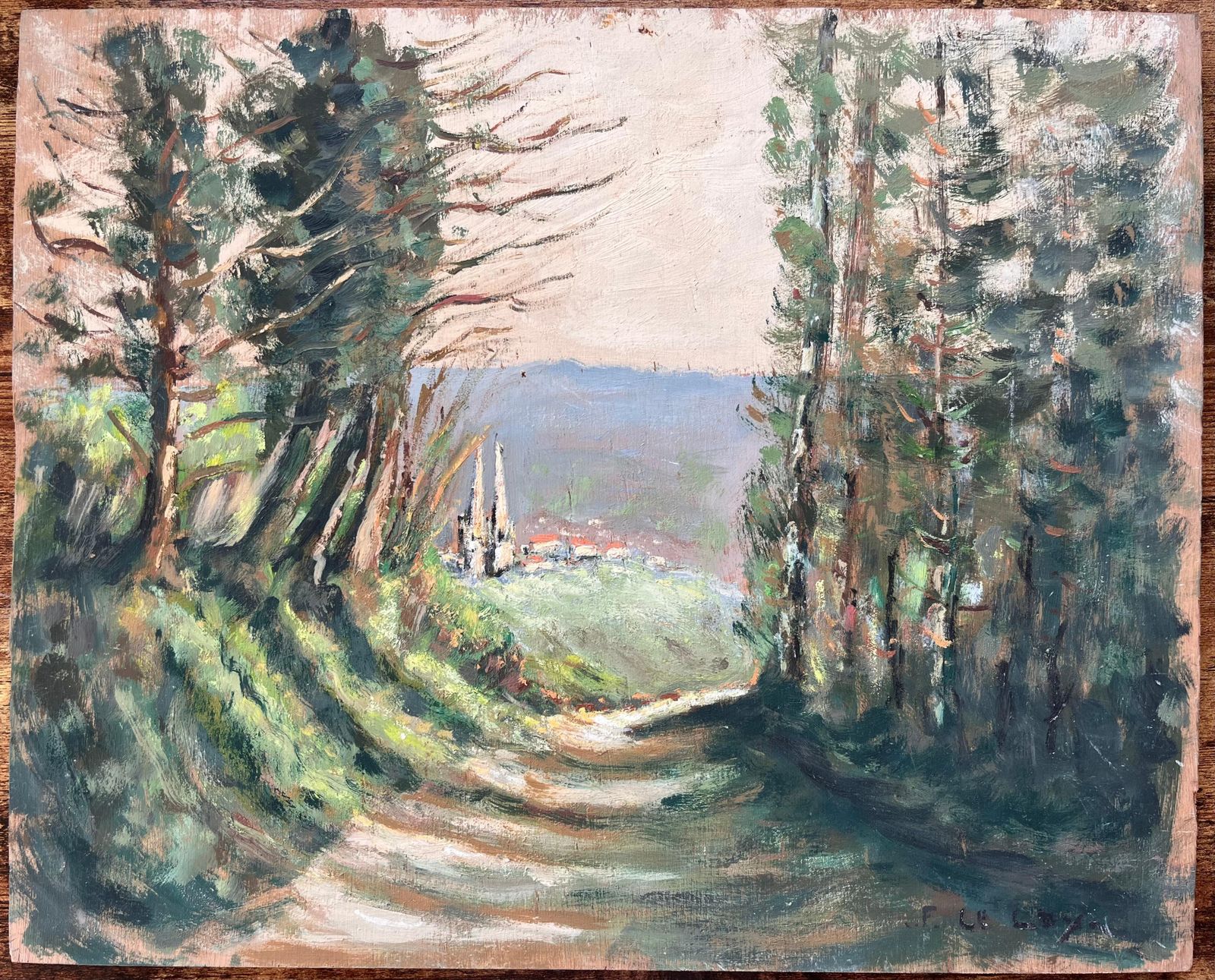 F. Le Layfrench Impressionist Landscape Of Rural Path In Vimoutiers Normandy photo furniture