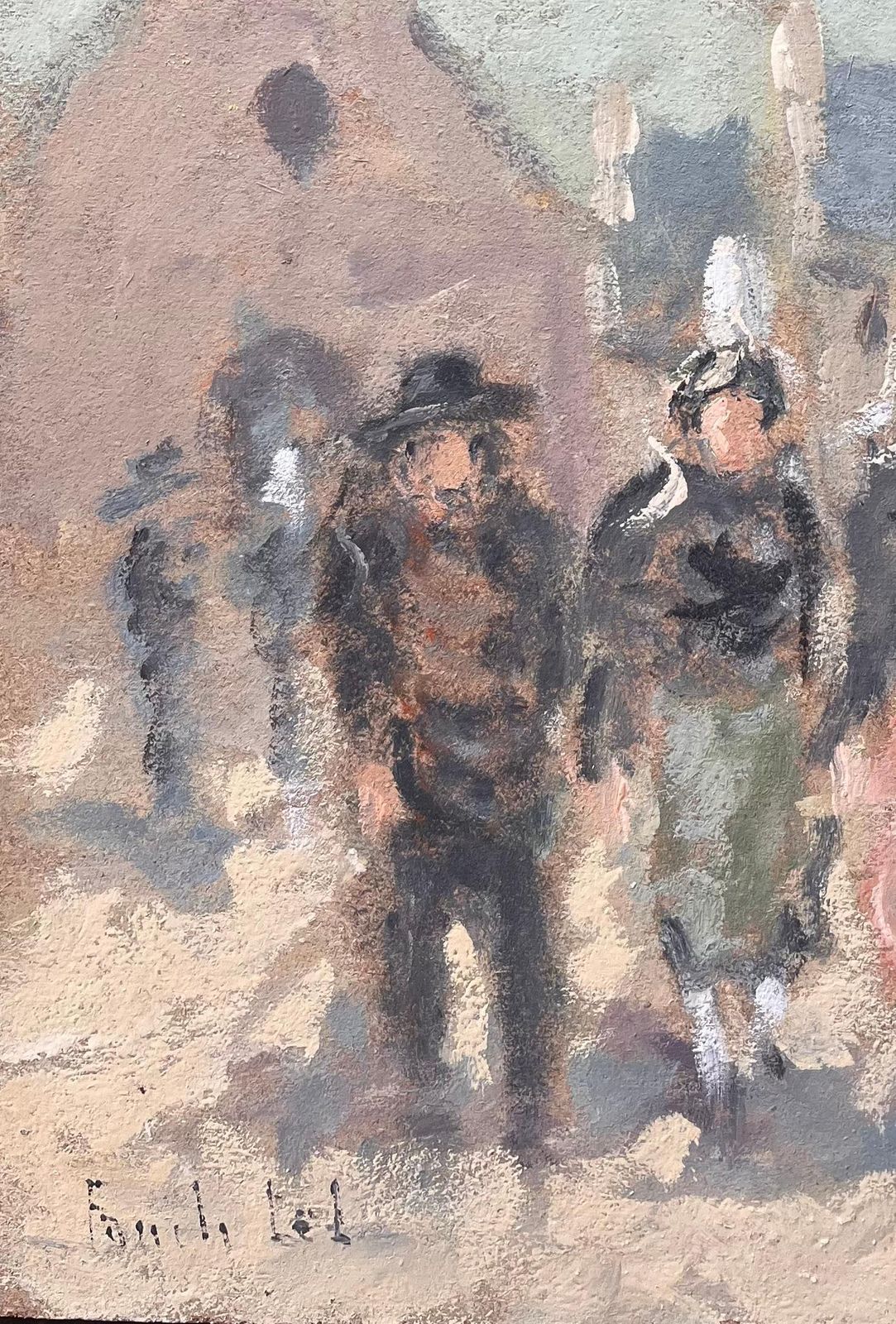 Fanch Lelfrench Impressionist Painting Of Breton Women Leaving Church Sortie De Messe photo Art