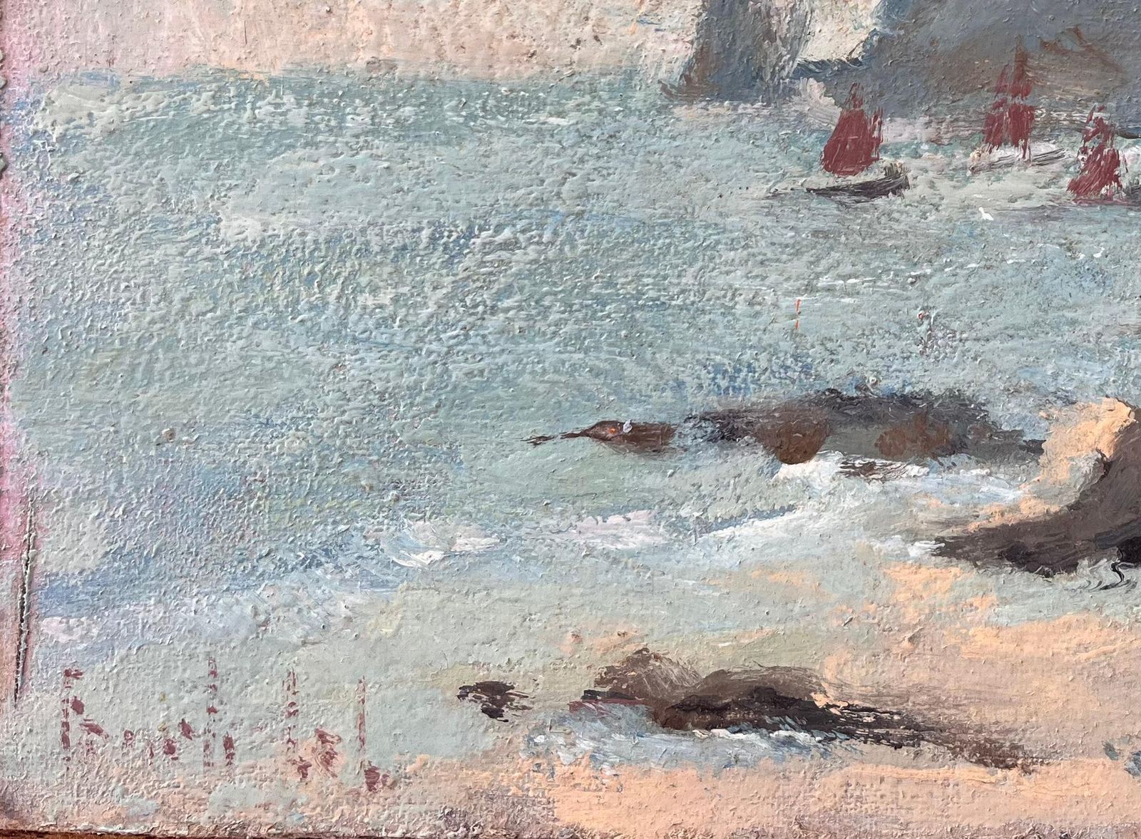 Fanch Lelimpressionist Coastal Seascape With Red Sails On The Côte Bretonne2007 photo 474.0