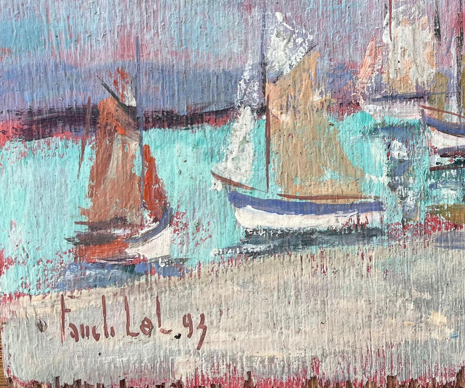 Fanch Lelimpressionist French Port Scene With Colourful Sails And Pink Skies1993 photo Art