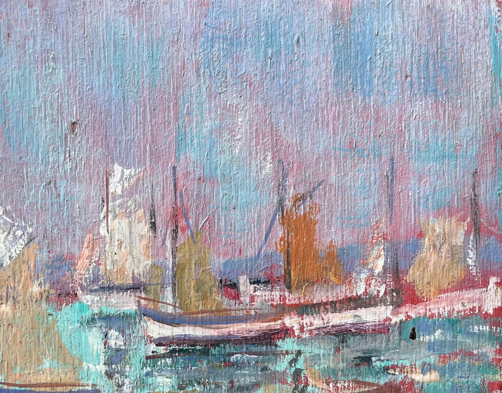 Fanch Lelimpressionist French Port Scene With Colourful Sails And Pink Skies1993 photo vinterior