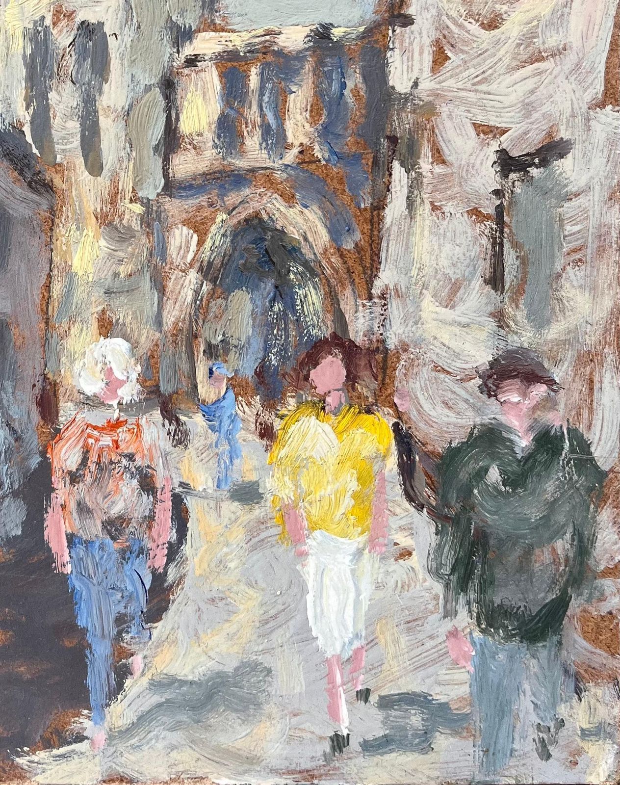 Fanch Lelfrench Impressionist Oil Painting Of Busy Street Scene In Dieulefit DRôme1997 photo Art