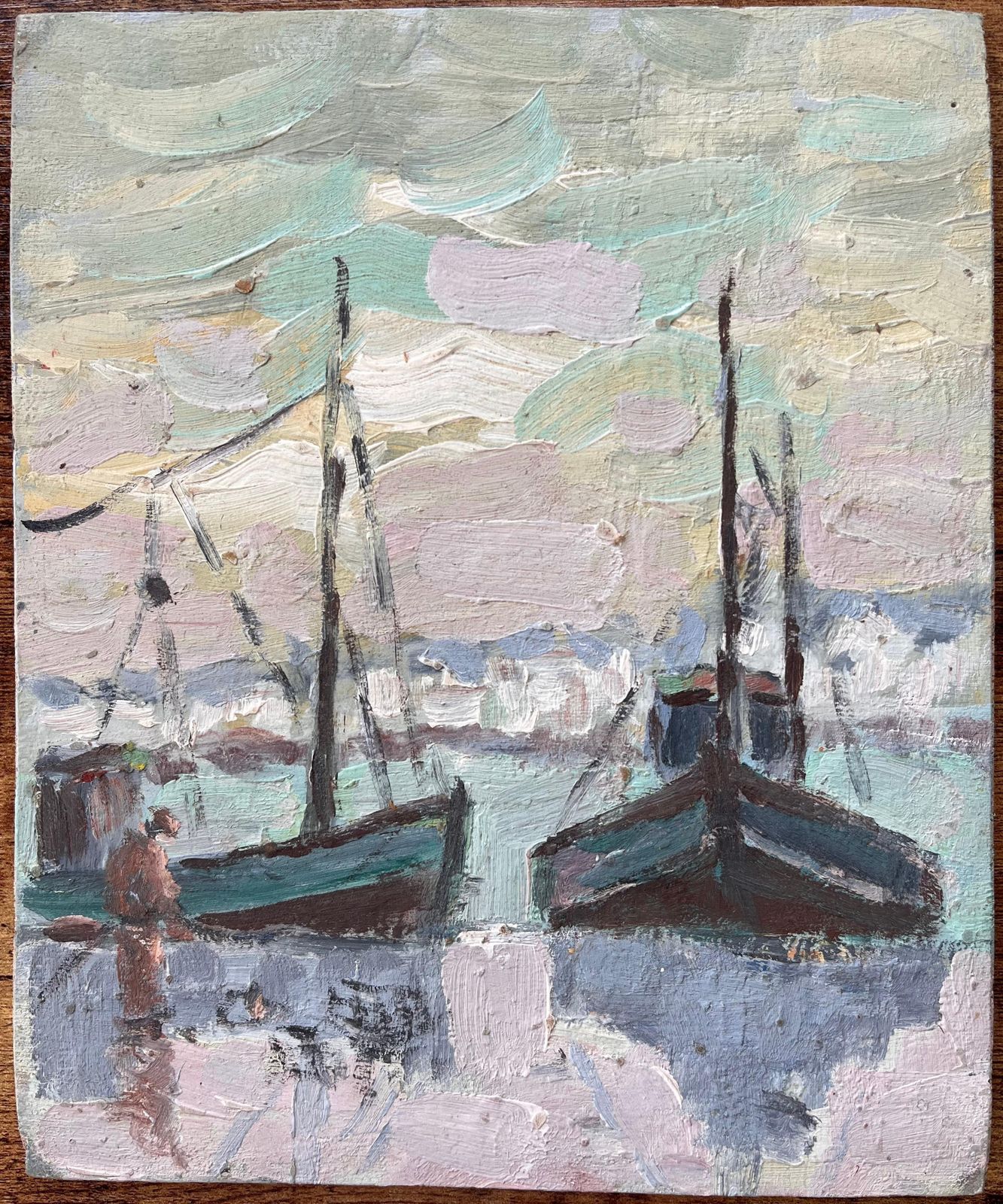 Fanch Lelfrench Impressionist Painting Of Fishing Boats In Le Croisic Brittany1989 photo furniture