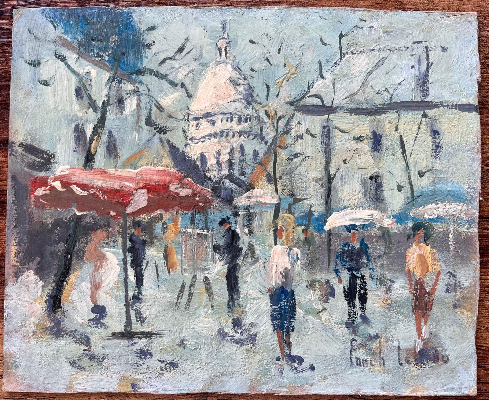 Fanch Lelimpressionist Sunlit Market Scene At The Foot Of The Sacré Cœur In Montmartre1990 photo furniture