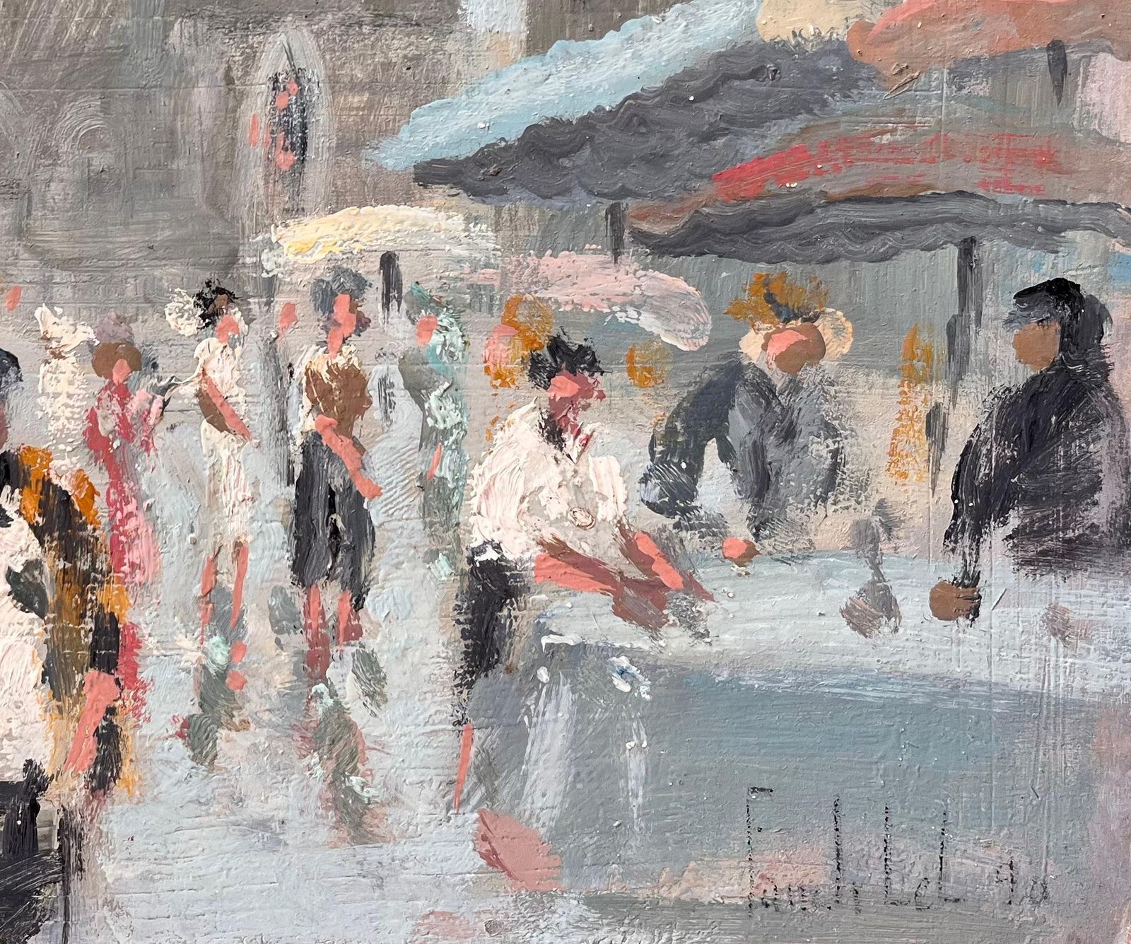 Fanch Lelfrench Impressionist Market Scene At Dinan With Church And Figures1998 photo 515.0
