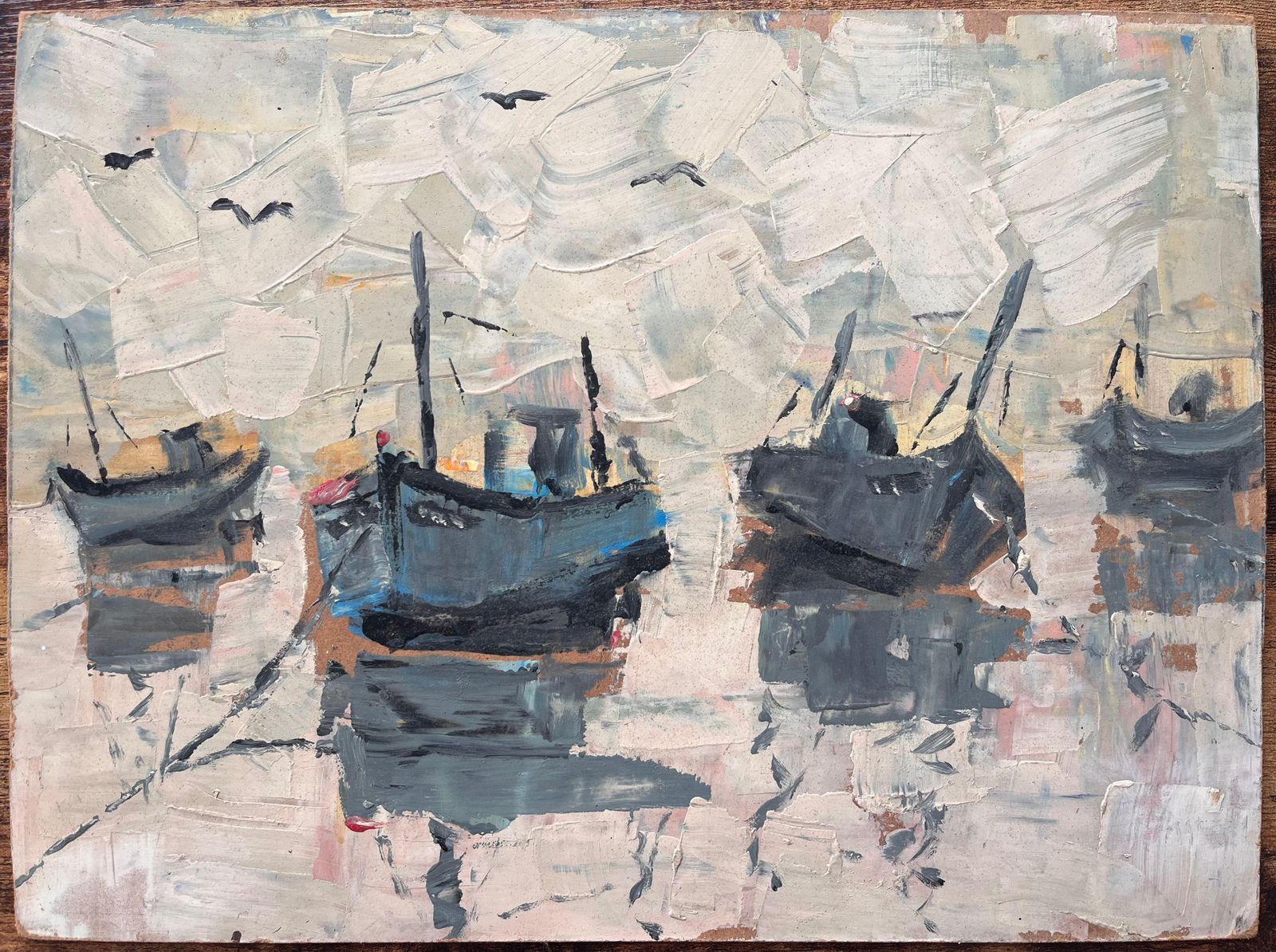 Fanch Lelboats In Port Under Overcast Sky Impressionist Fishing Scene Bonjour Pêcheurs1996 photo furniture
