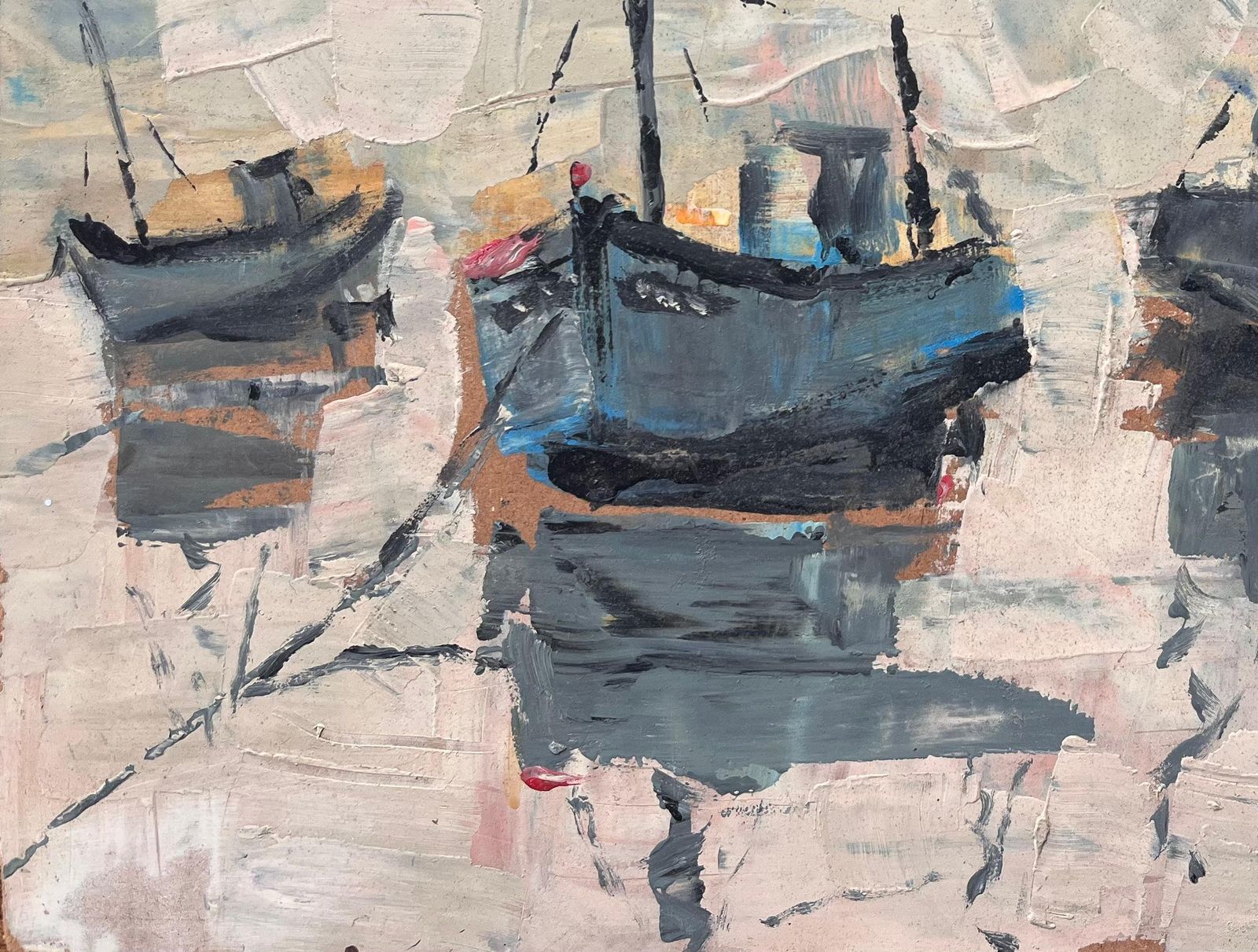 Fanch Lelboats In Port Under Overcast Sky Impressionist Fishing Scene Bonjour Pêcheurs1996 photo Art