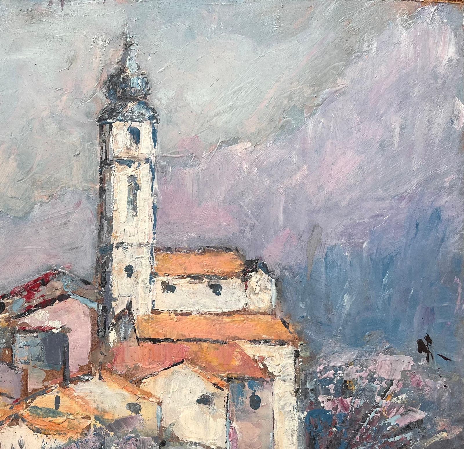 Fanch Lelfrench Impressionist Mountain Village With Church Tower And Red Tiled Roofs photo 592.0