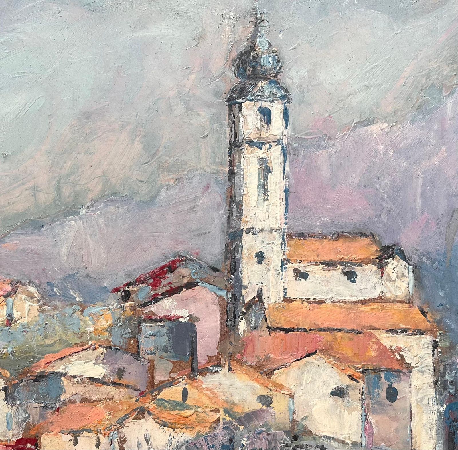 Fanch Lelfrench Impressionist Mountain Village With Church Tower And Red Tiled Roofs photo buy