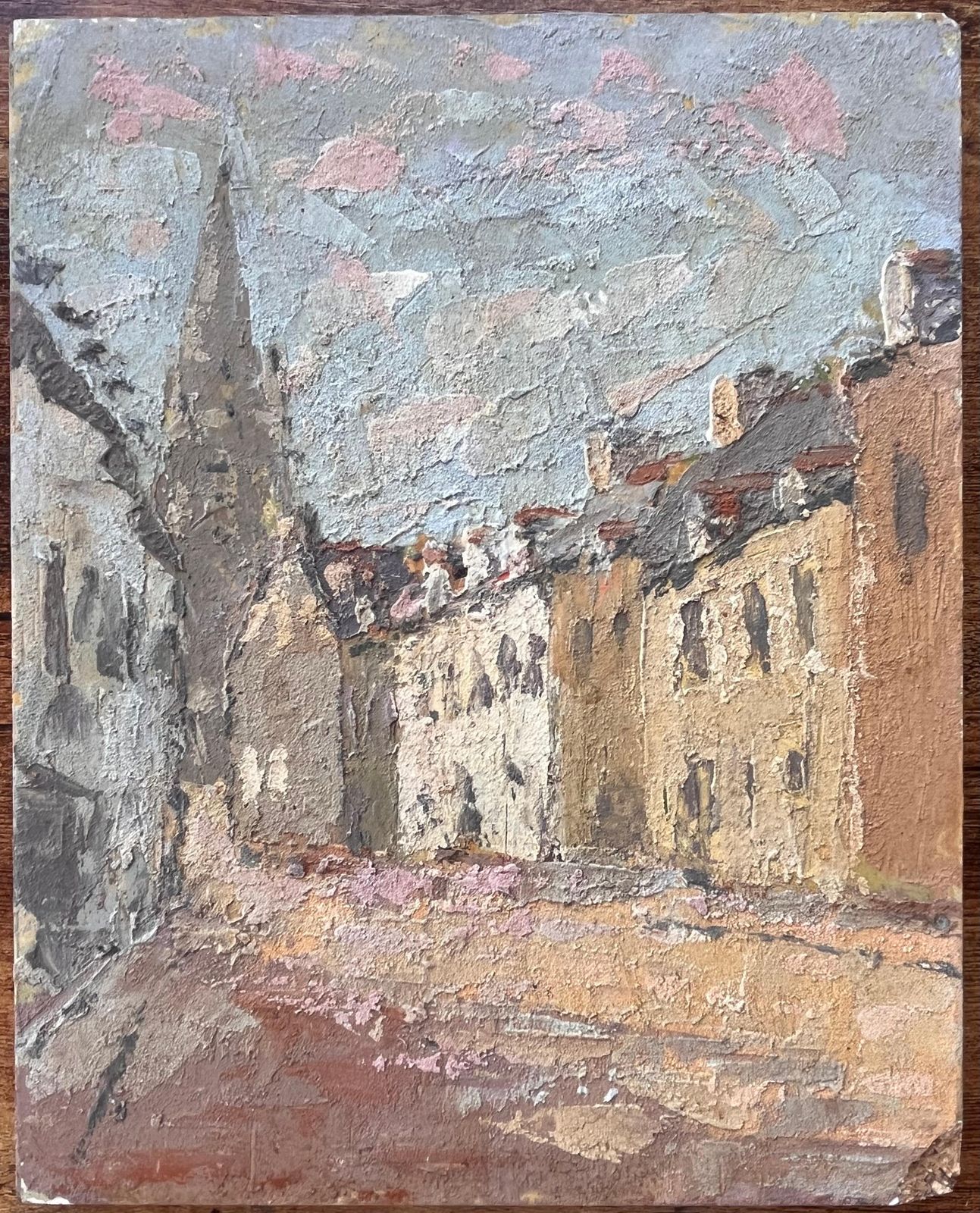Fanch Leltextured Impressionist Street Scene With Church Spire In Warm Afternoon Light photo furniture