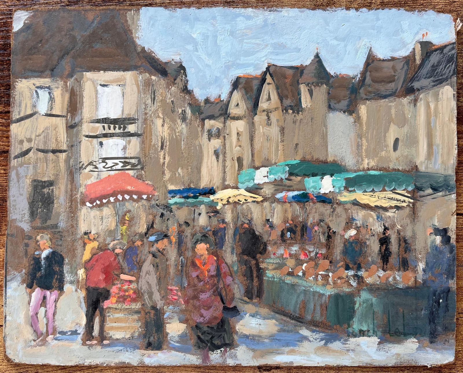 Fanch Lelfrench Impressionist Market Scene In Sarlat Dordogne By Fanch Lel photo furniture
