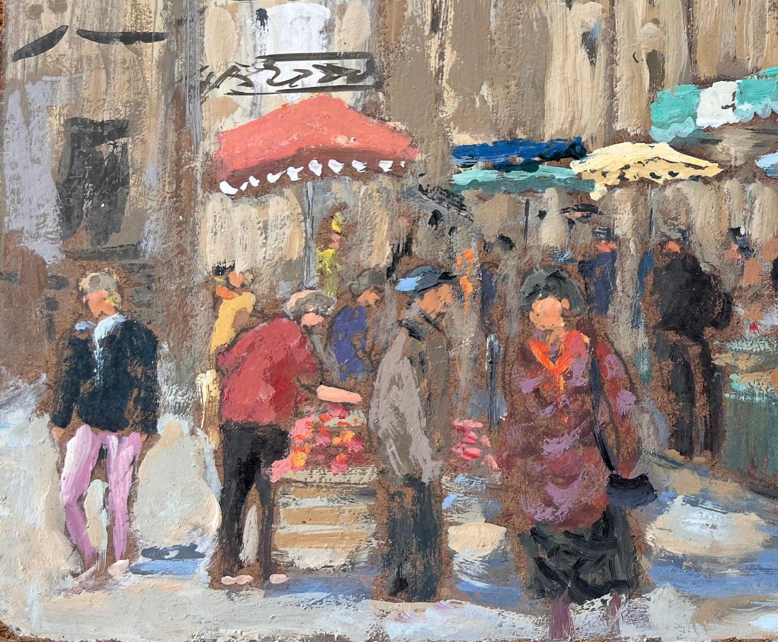 Fanch Lelfrench Impressionist Market Scene In Sarlat Dordogne By Fanch Lel photo for sale