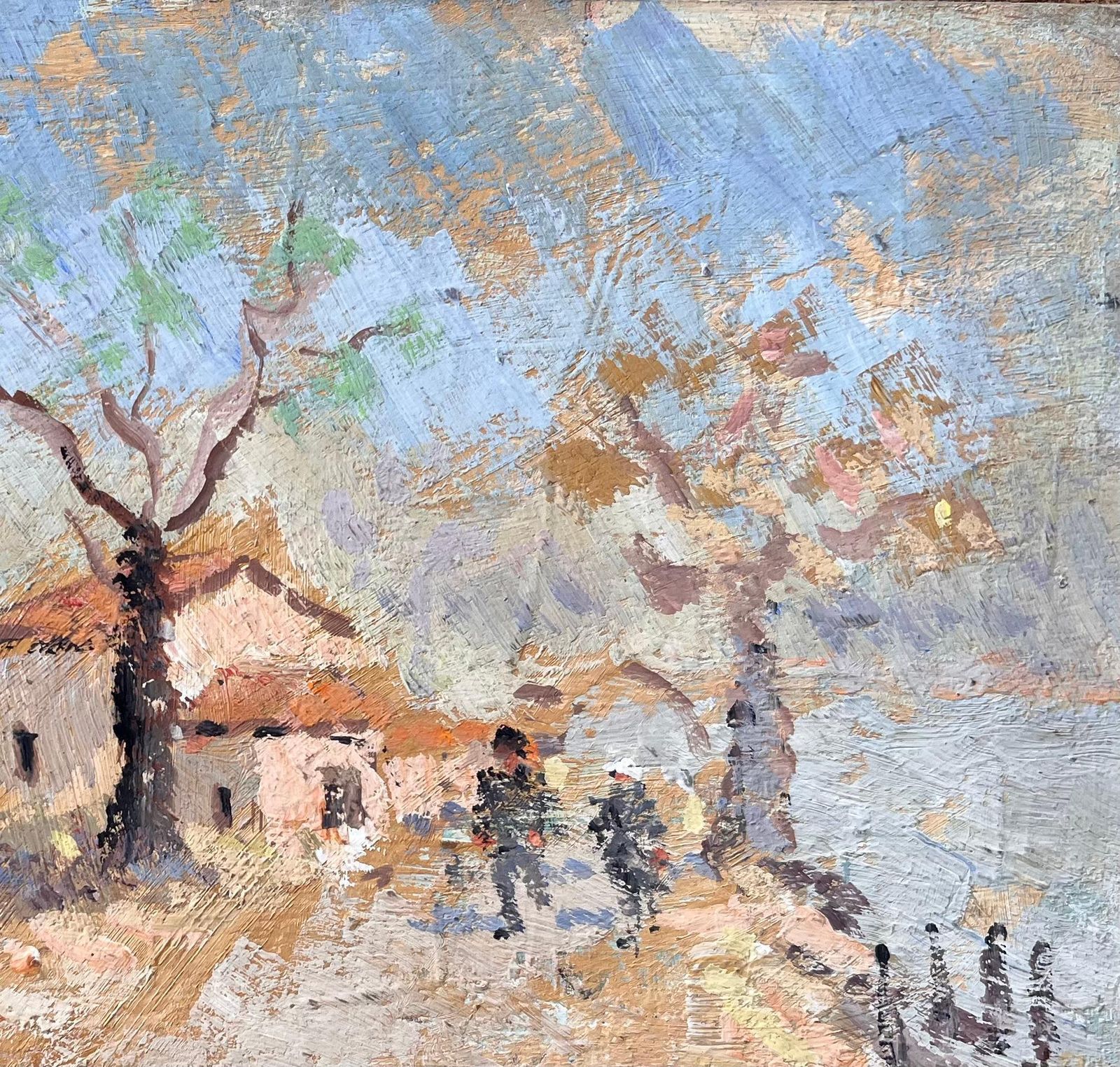 Fanch Lelimpressionist Autumn Landscape With Path Trees And Village Houses In France1995 photo for sale