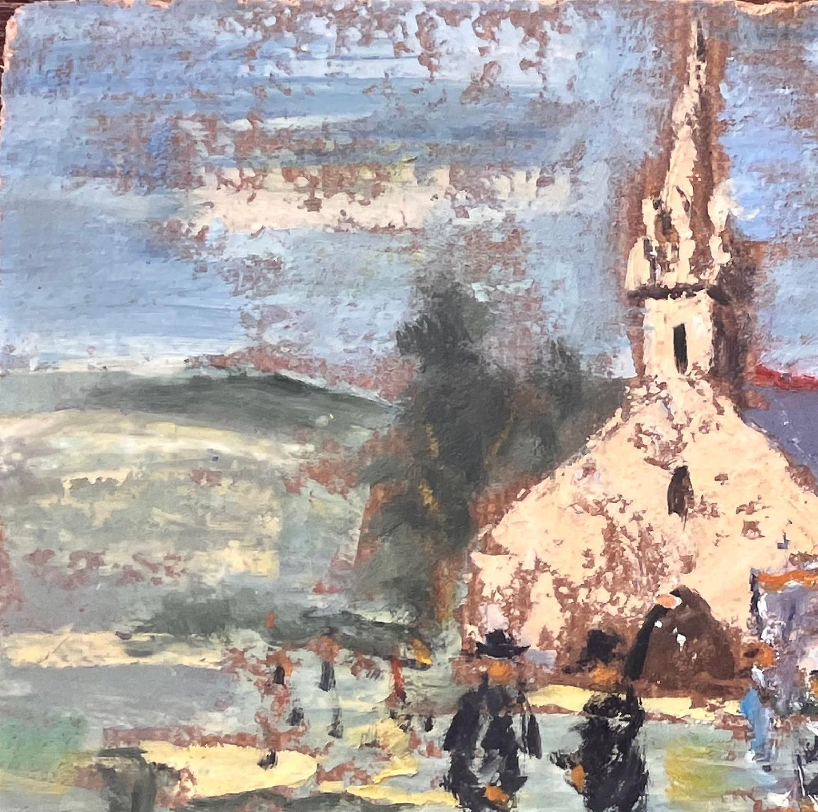 Fanch Lelbreton Village Church Scene With Traditional Procession In Folk Costume1997 photo 470.0