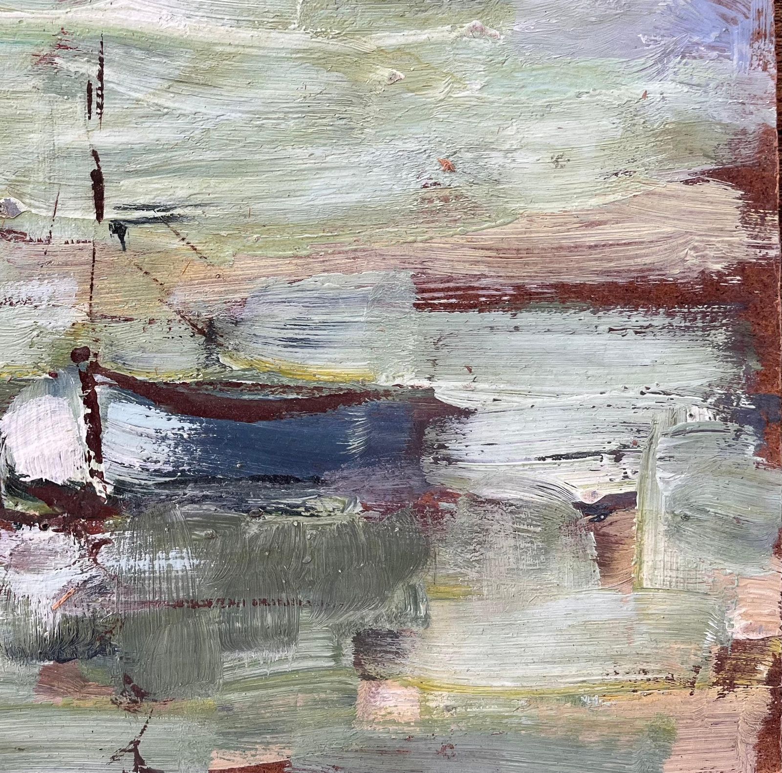 Fanch Lelimpressionist Coastal Scene With Two Small Boats On Green Reflective Water photo 470.0