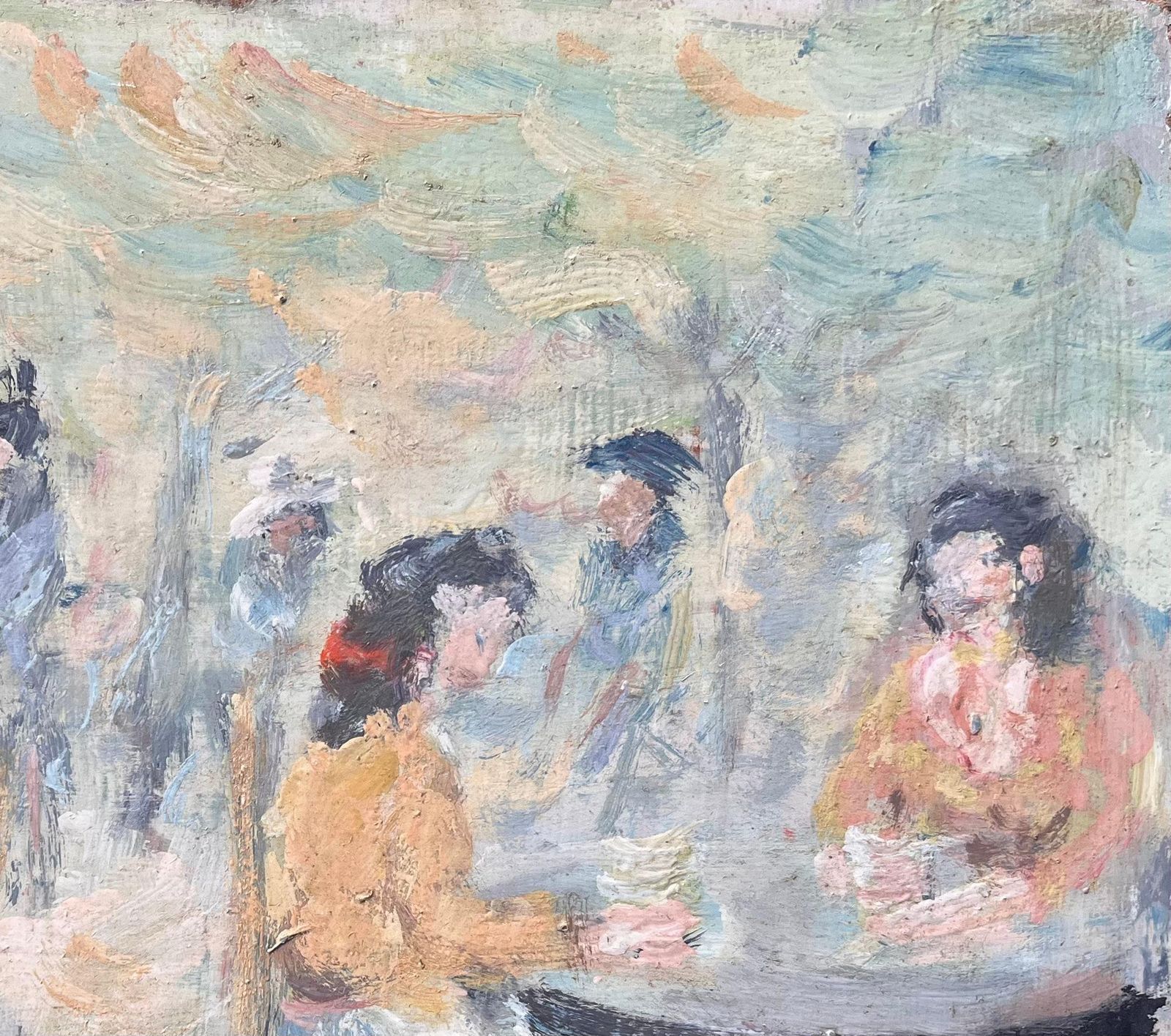 Fanch Lelimpressionist Outdoor Café Scene With Seated Figures And Dappled Light photo vinterior