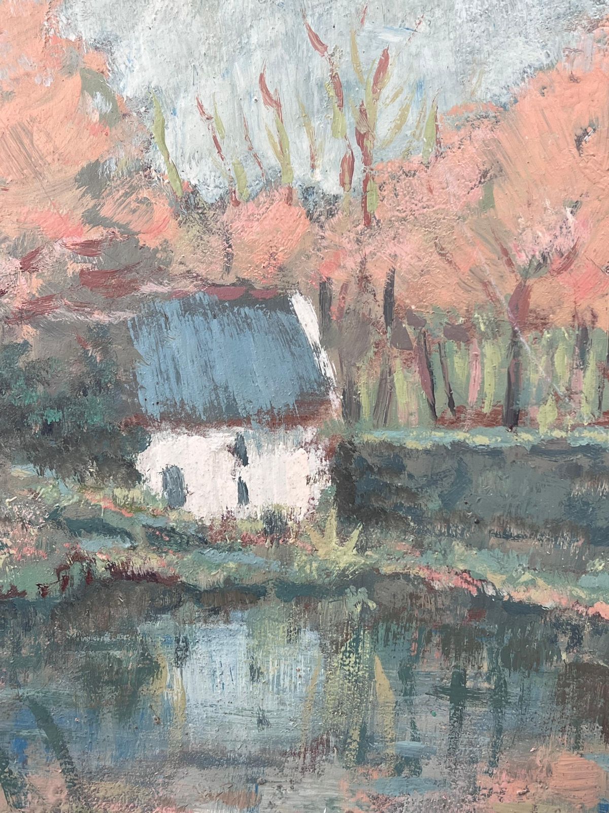 Fanch Lelwhite Cottage Hidden In The Autumnal River Forest French Oil Painting19th Century photo buy