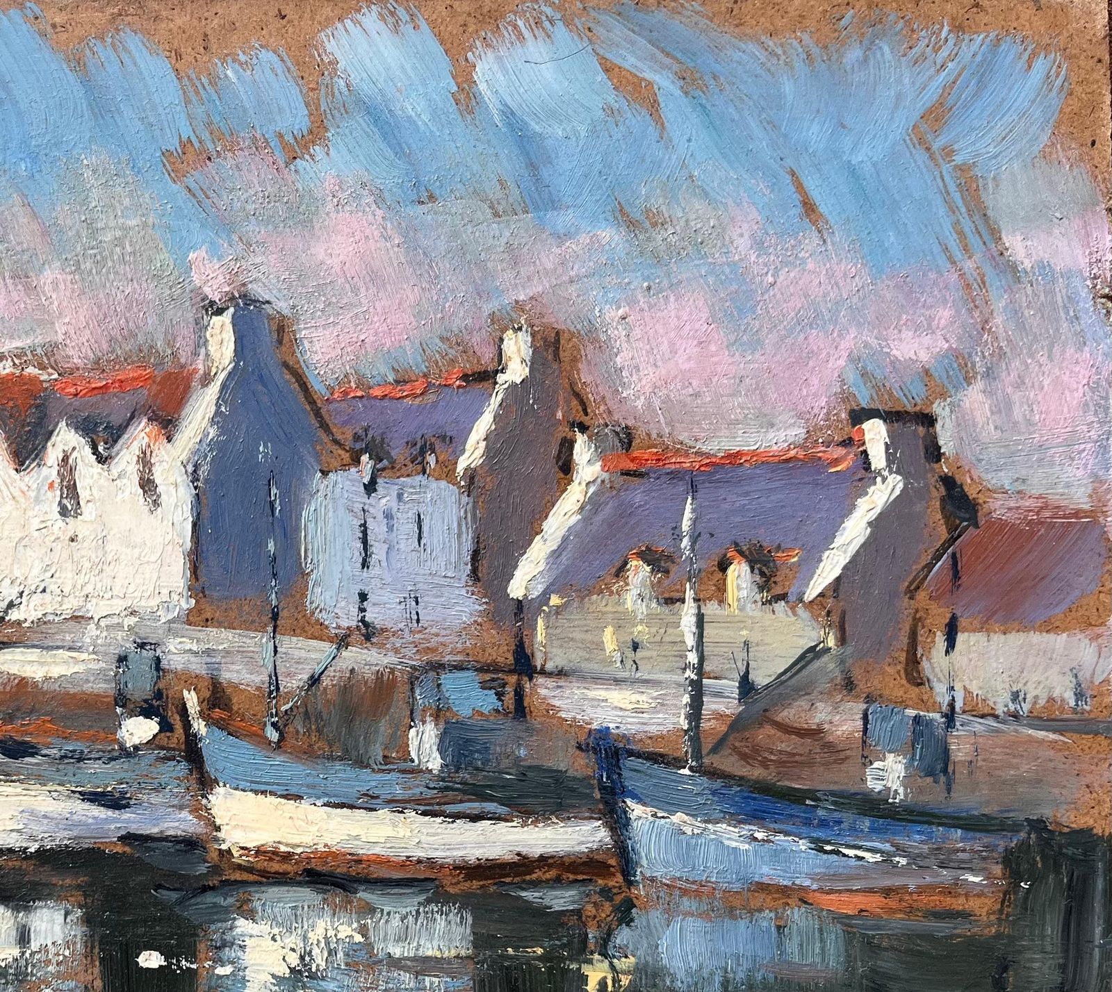 Fanch Lelfrench Harbour Scene With Moored Boats And Village Houses At Sunset photo 459.0