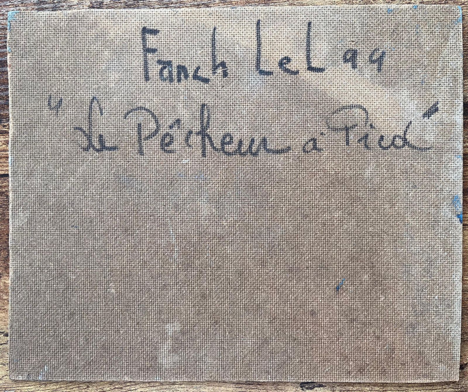 Fanch Lelle Pêcheur à Pied French Coastal Figure Painting Of Shoreline Foraging1999 photo vintage