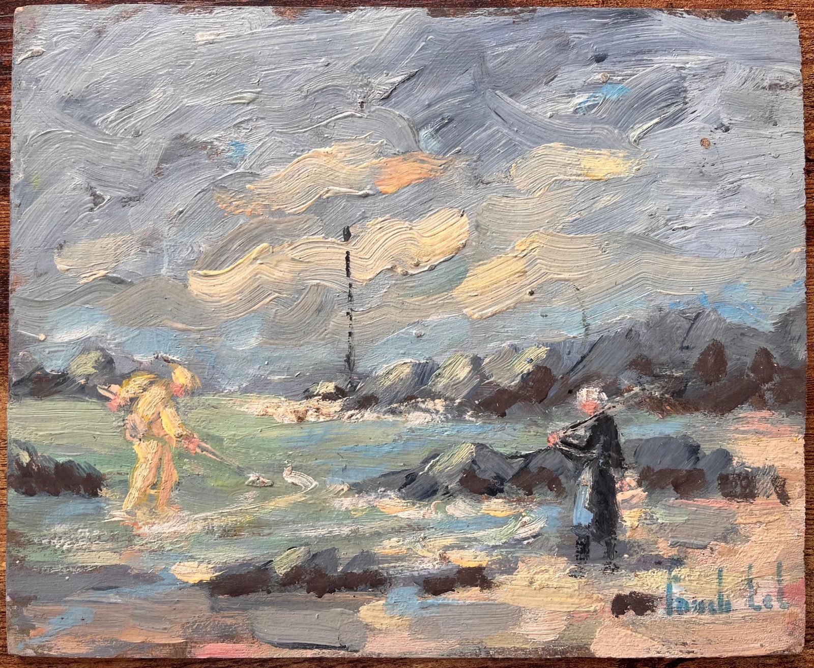Fanch Lelmaui Bare Coastal Scene With French Fishermen In Stormy Weather By Fanch Lel photo furniture