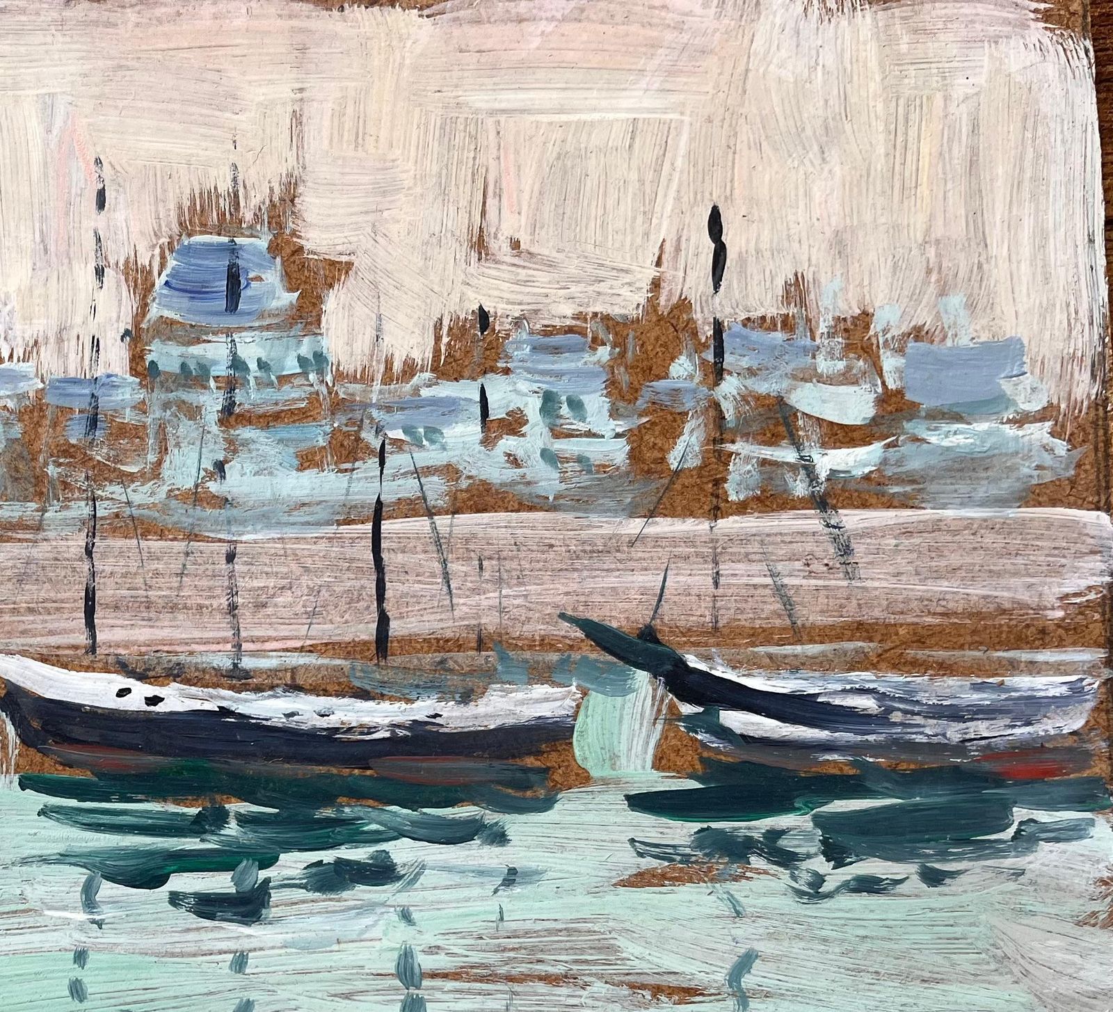 Fanch Lelvutien à St Malo French Coastal Painting Of Moored Boats By Fanch Lel1999 photo Art