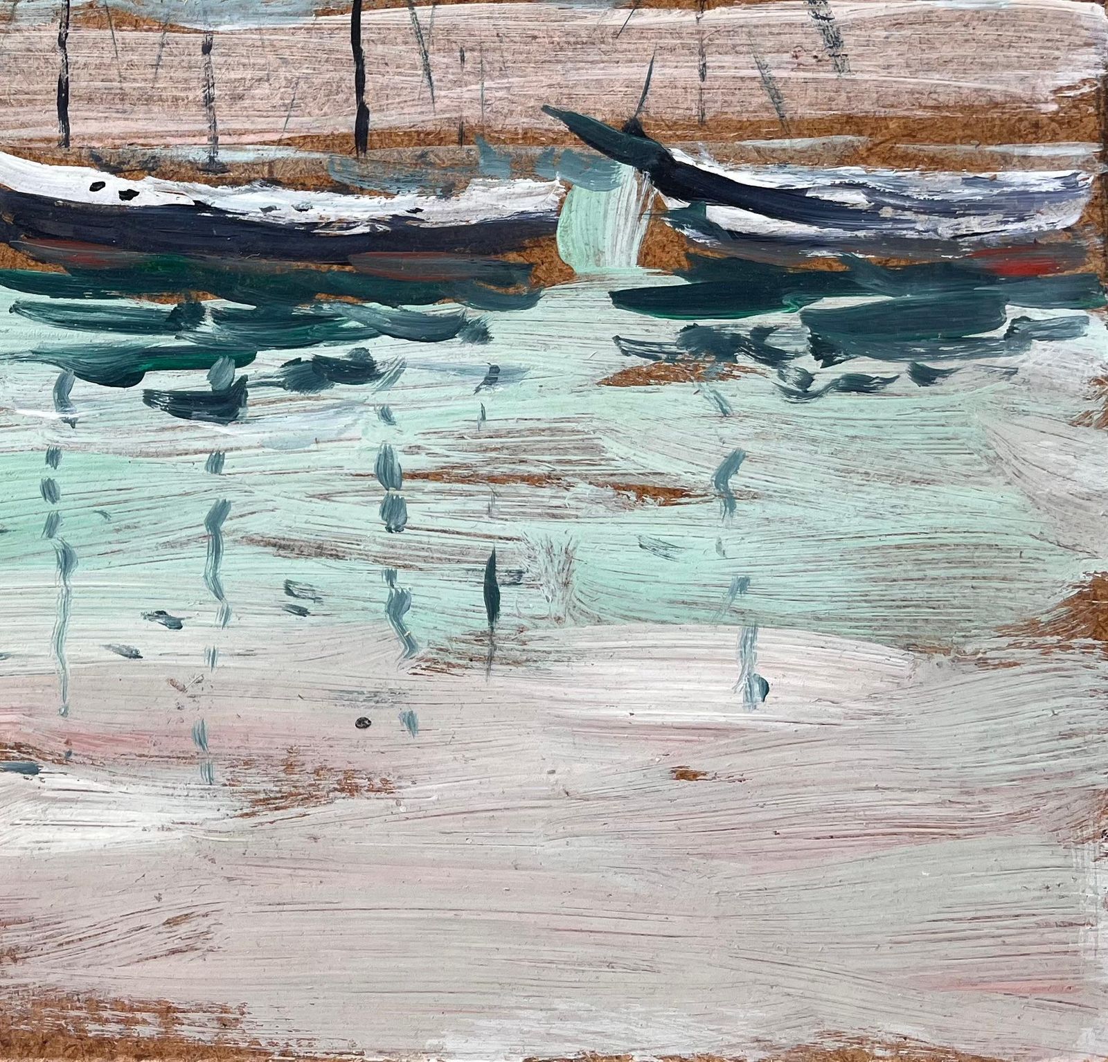Fanch Lelvutien à St Malo French Coastal Painting Of Moored Boats By Fanch Lel1999 photo 470.0