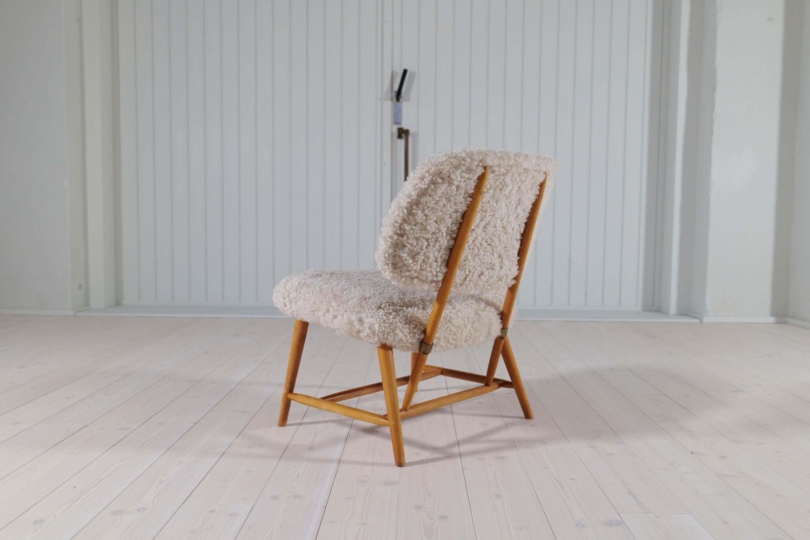 Furniture Midcentury Modern "Teve" Chair In Sheepskin/Shearling Alf Svensson, Sweden, 1955 photo