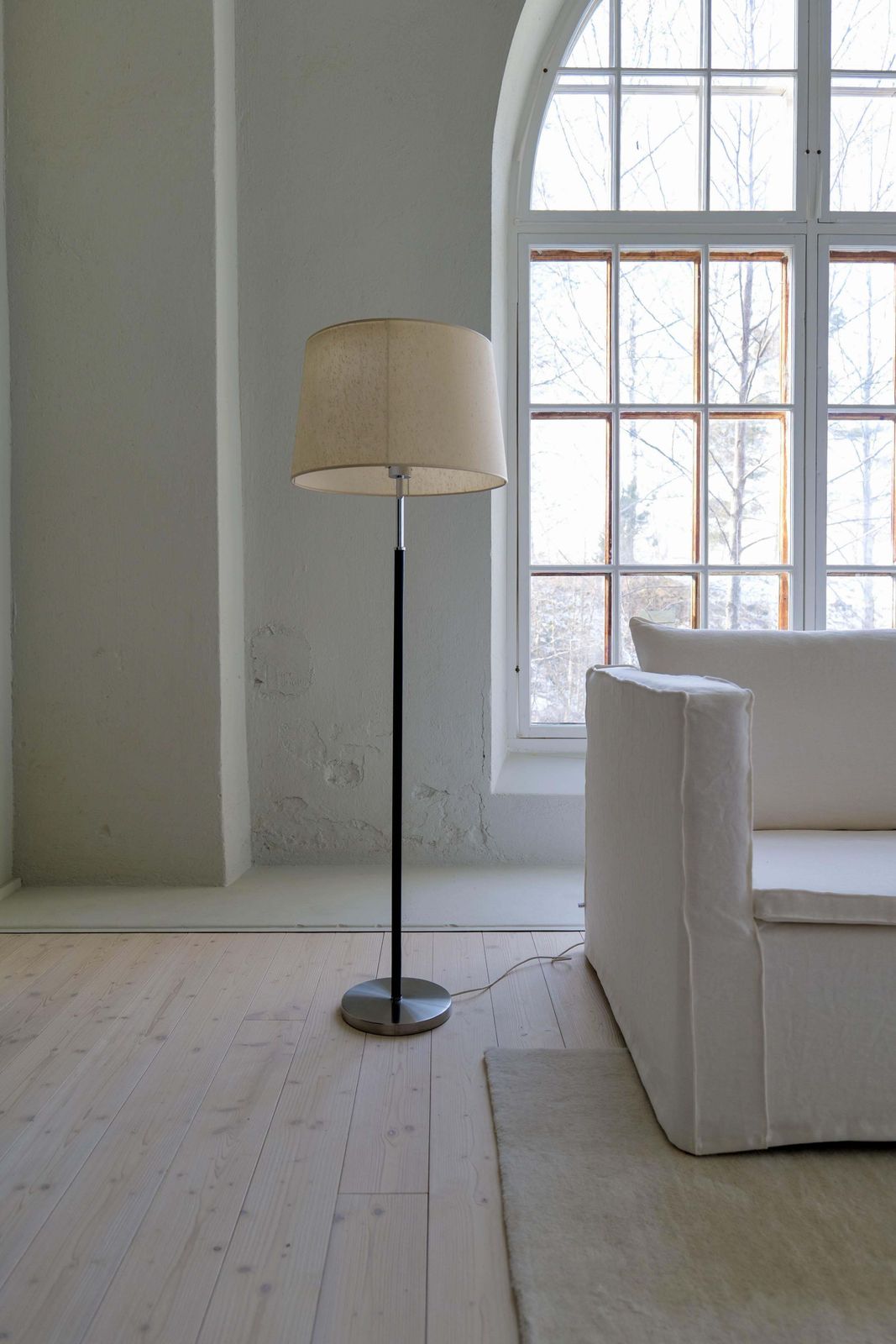 Midcentury Modern Chrome Leather Floor Lamp Atelje Lyktan, Sweden photo Lighting