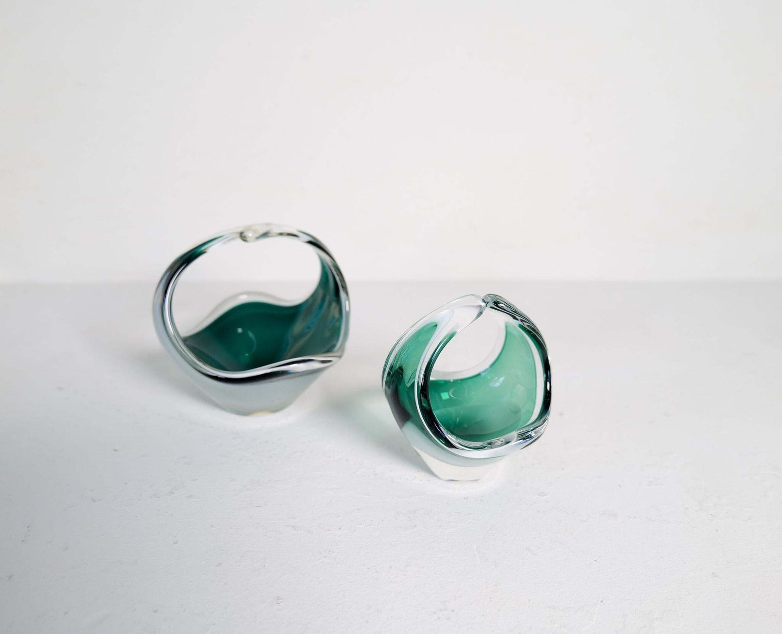 Midcentury Modern Set Of 6 Art Glass Pieces "Coquille" , Flygfors Sweden 1955 photo buy
