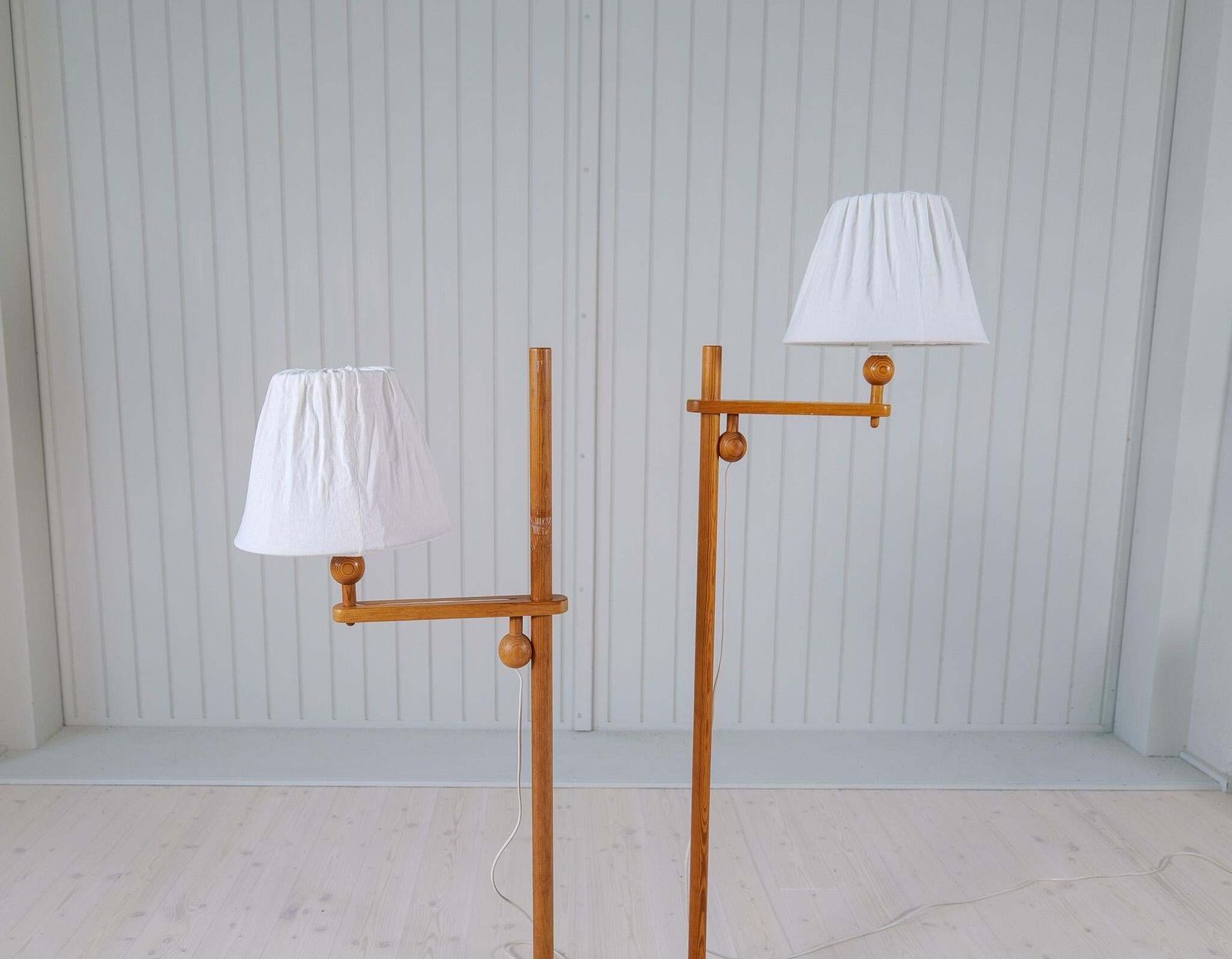 Scandinavian Modern Sculptural Floor Lamps In Pine, Yngve Ekström Sweden 1970s photo 3303.0