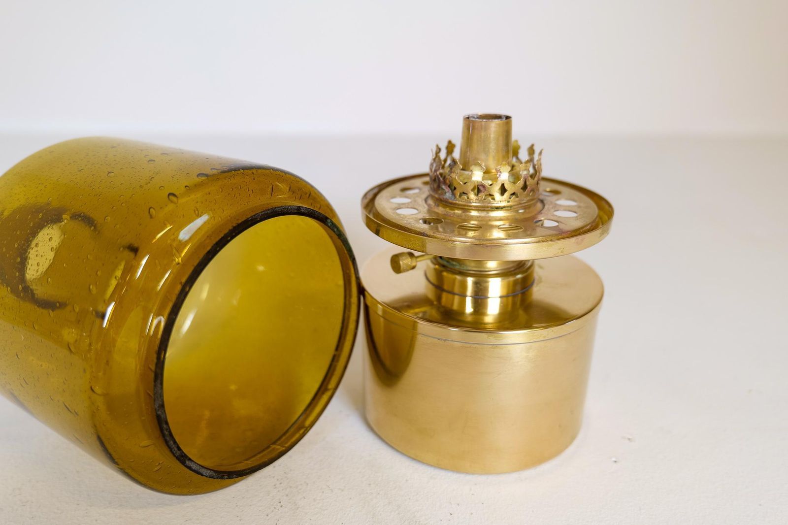 Hans Agne Jakobsson Oil Lamp Model L 47 In Brass And Glass, 1960s, Sweden photo vintage