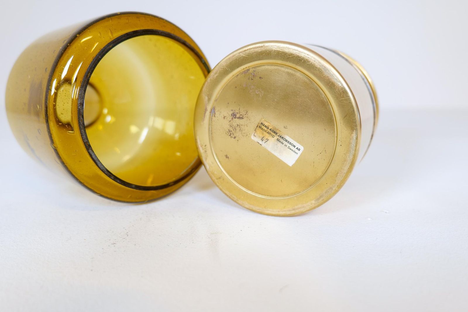 photo for sale Hans Agne Jakobsson Oil Lamp Model L 47 In Brass And Glass, 1960s, Sweden