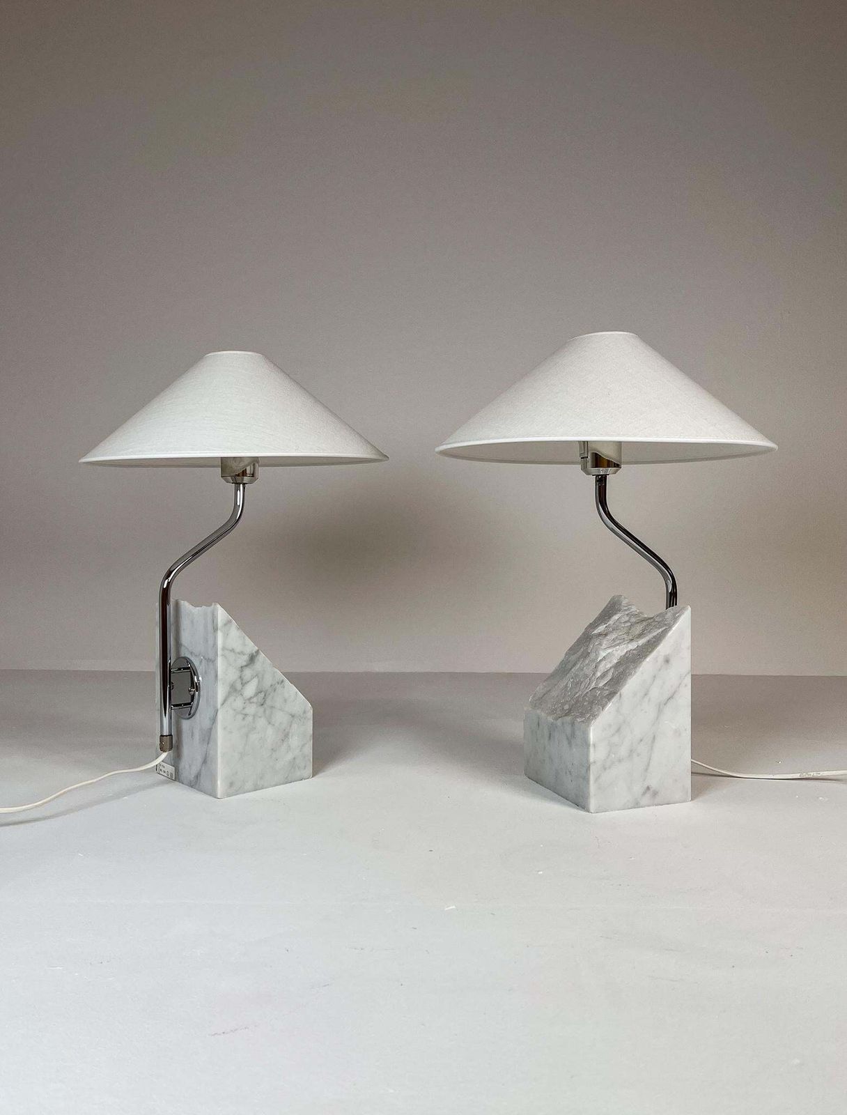 Mid Century Pair Of Bergboms Marble And Steel Table Lamps, 1970s, Sweden photo furniture