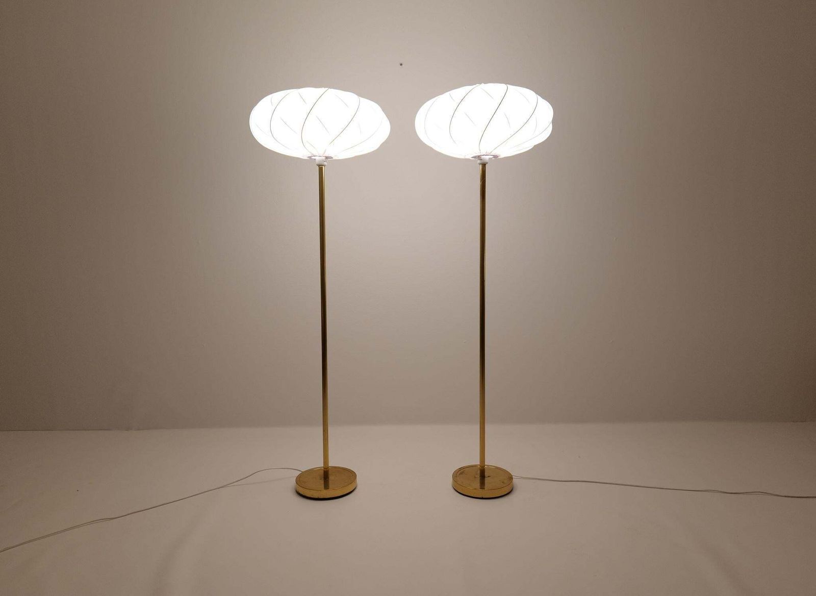 photo for sale Scandinavian Modern Floor Lamps In Brass "Enco", Sweden, 1970s