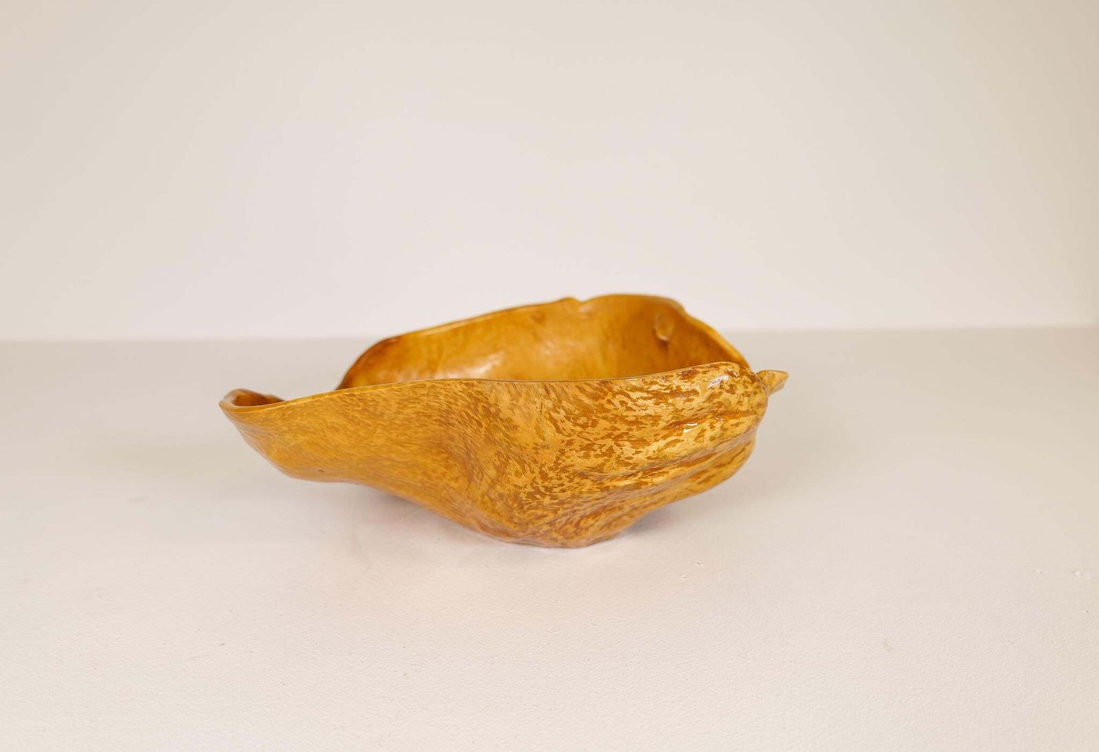 Swedish Folk Art Large Organic Burl Curly Grain Birch Bowl, 1962 photo for sale