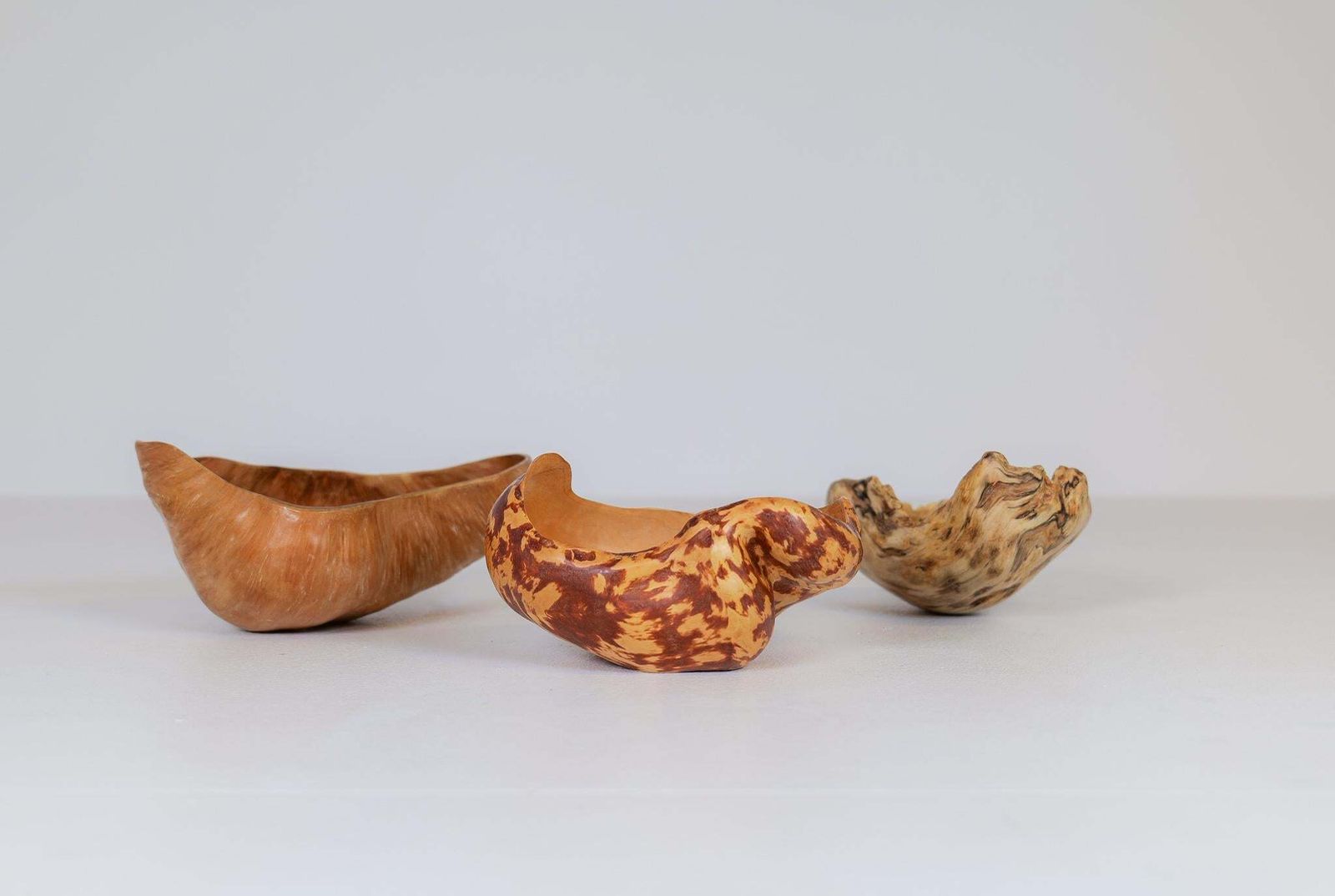 Set Of 3 Swedishs Folk Art Organic Burl Bowls, Circa 1960 1970s photo for sale