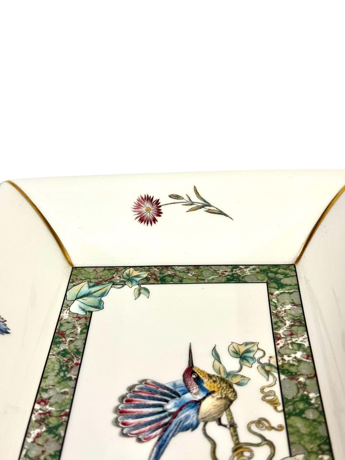 Wedgwood Bone China Tray – Hummingbird & Floral Design, England, 1991 photo vintage