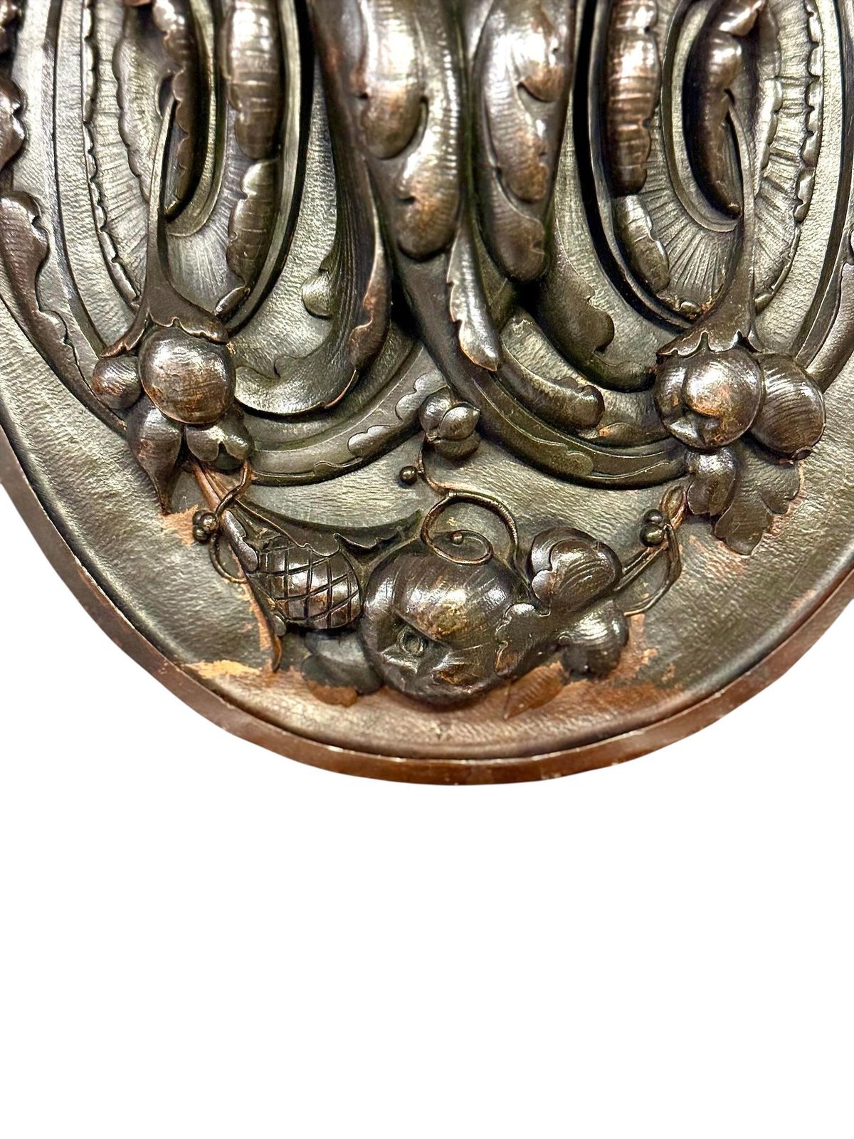 19th Century French Bronze Plaque With Winged Putto And Acanthus photo for sale