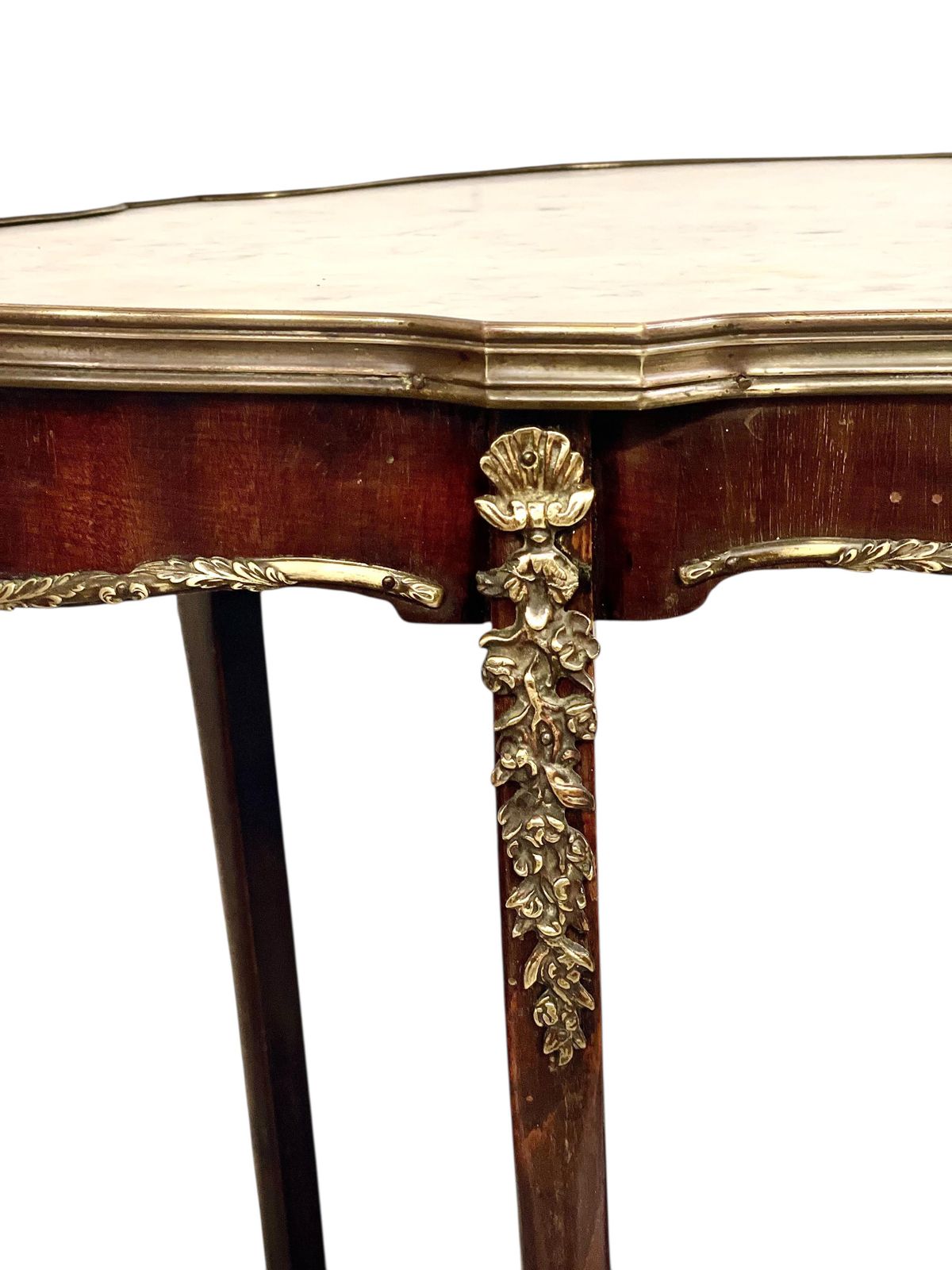 French Louis XV Style Center Table With Marble Top And Ormolu Mounts photo for sale