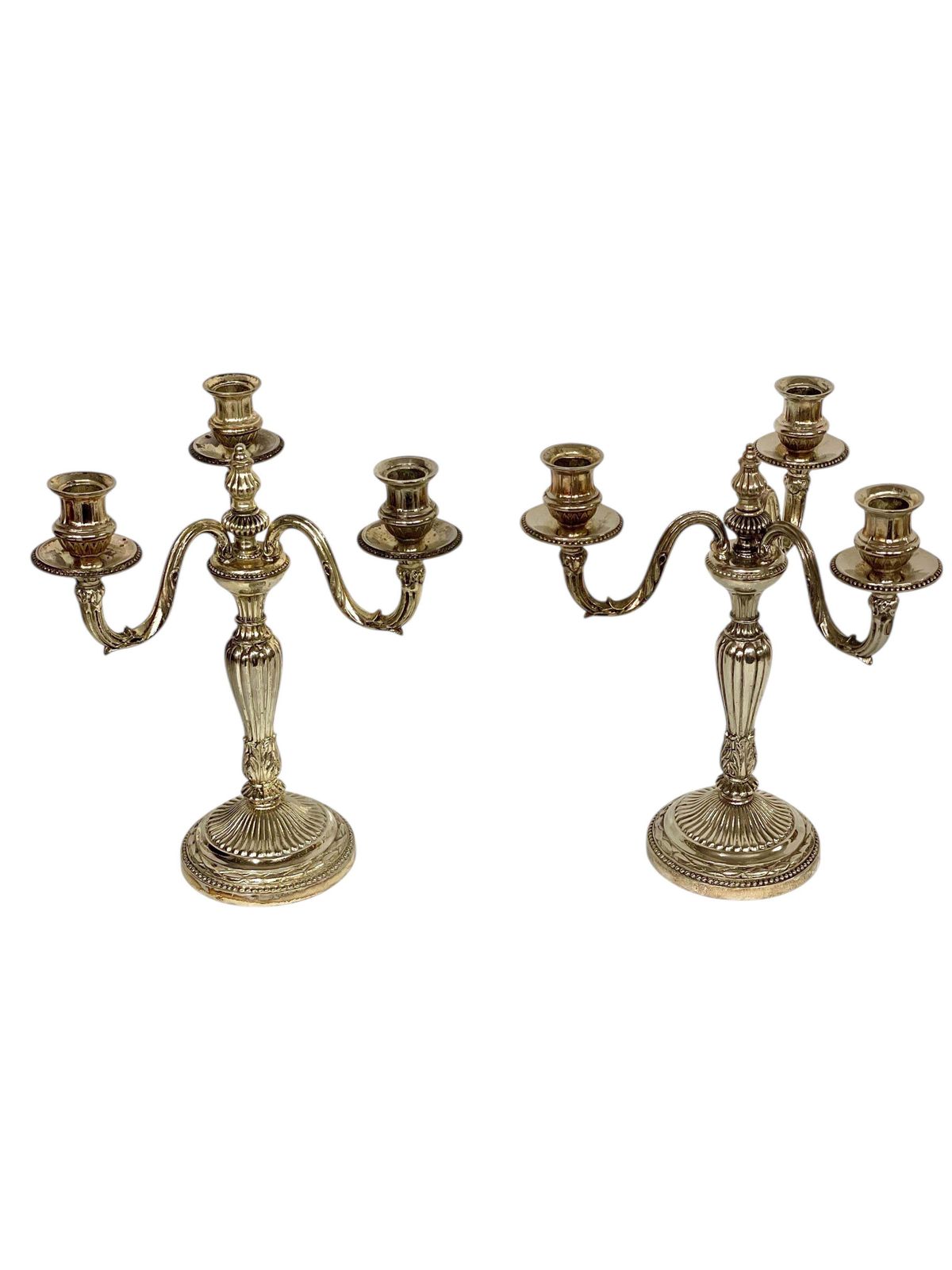 Pair Of Rare Large Bronze Silver Plated Candelabras, 19th Century photo furniture