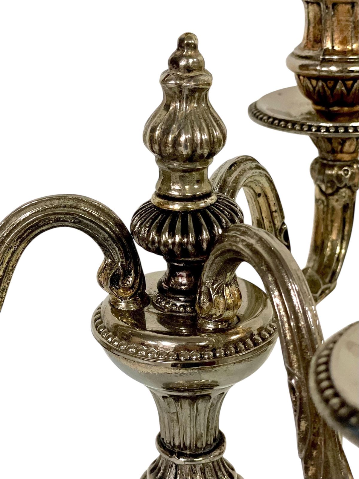 Pair Of Rare Large Bronze Silver Plated Candelabras, 19th Century photo vintage