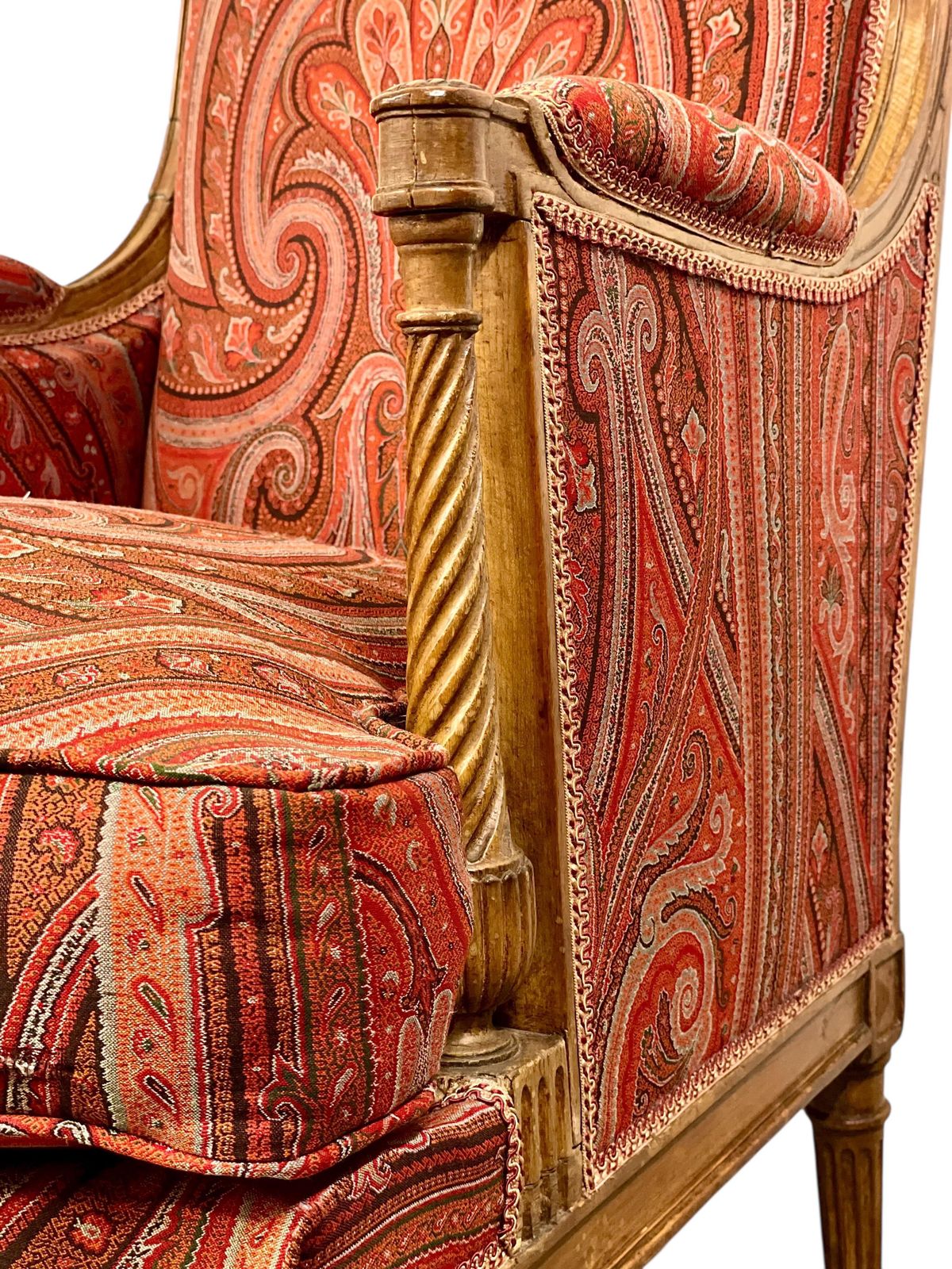 18th Century Directoire Bergère Chair With Paisley Upholstery photo Furniture
