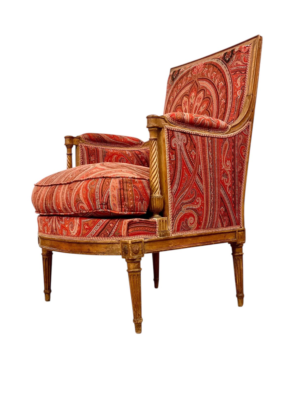 photo vinterior 18th Century Directoire Bergère Chair With Paisley Upholstery