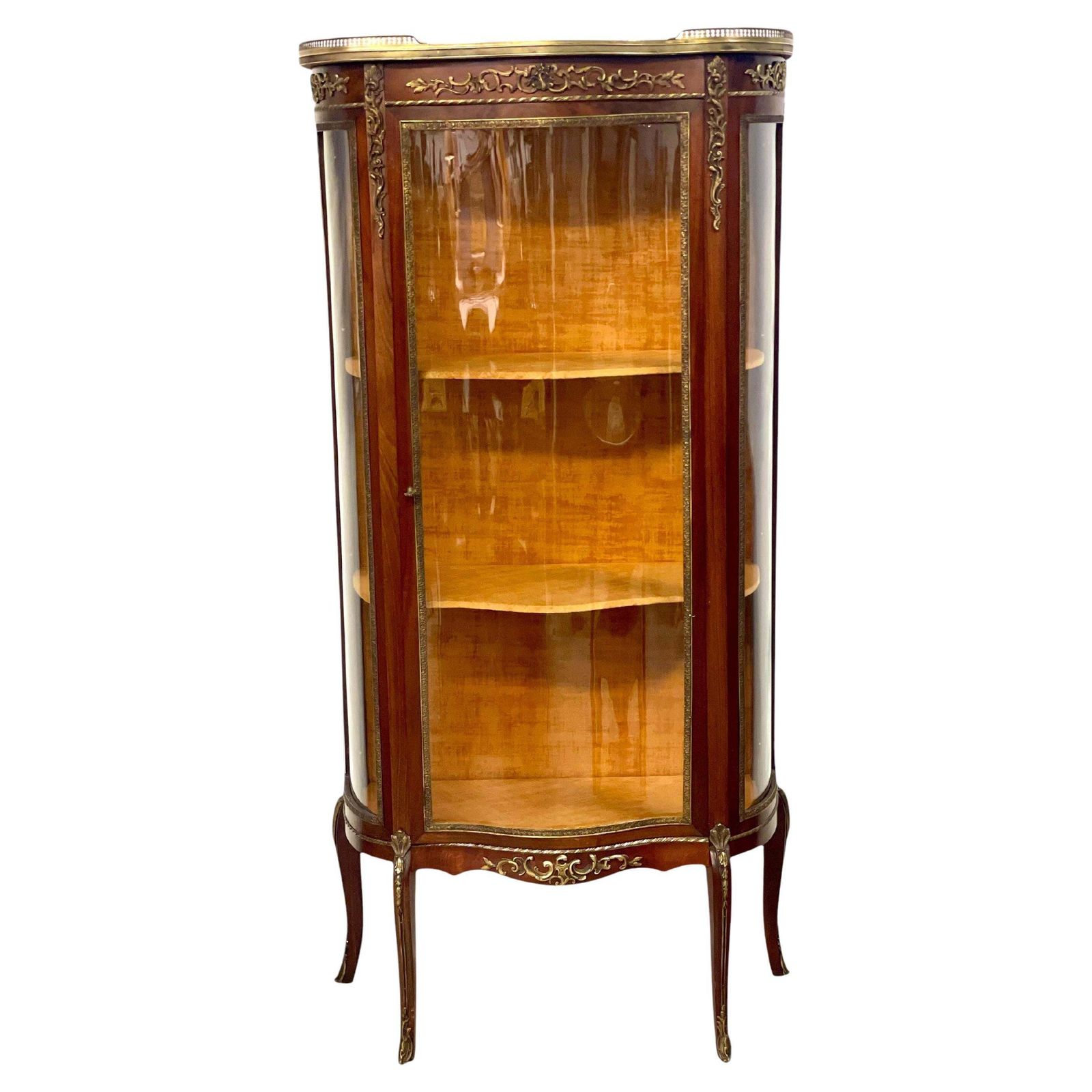 19th Century Louis XV Vitrine With Marble Top And Ormolu Mounts