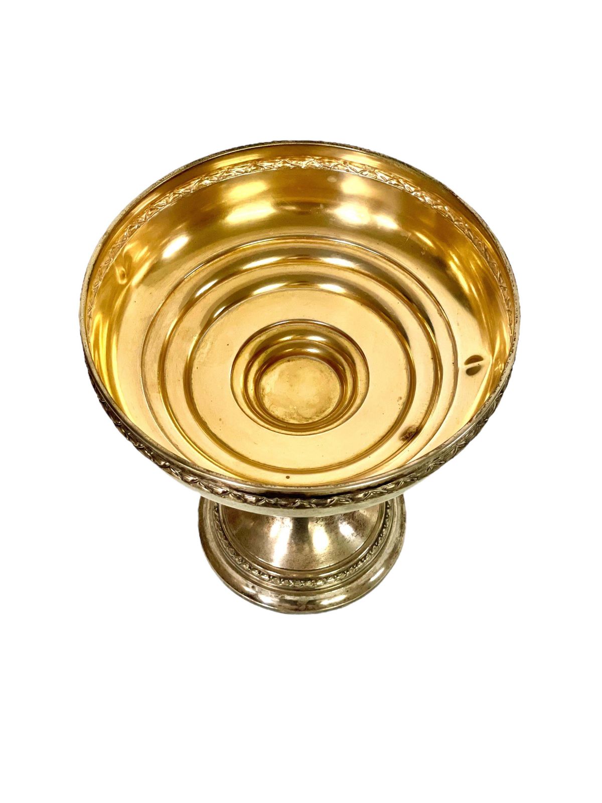 Silver Plated & Etched Crystal Footed Centerpiece Bowl, Circa 1880 photo vintage