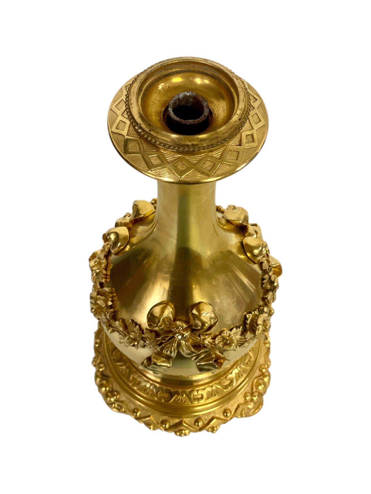 Louis XVI Gilt Bronze Table Lamp With Roses And Ribbons, 19th Century photo vinterior