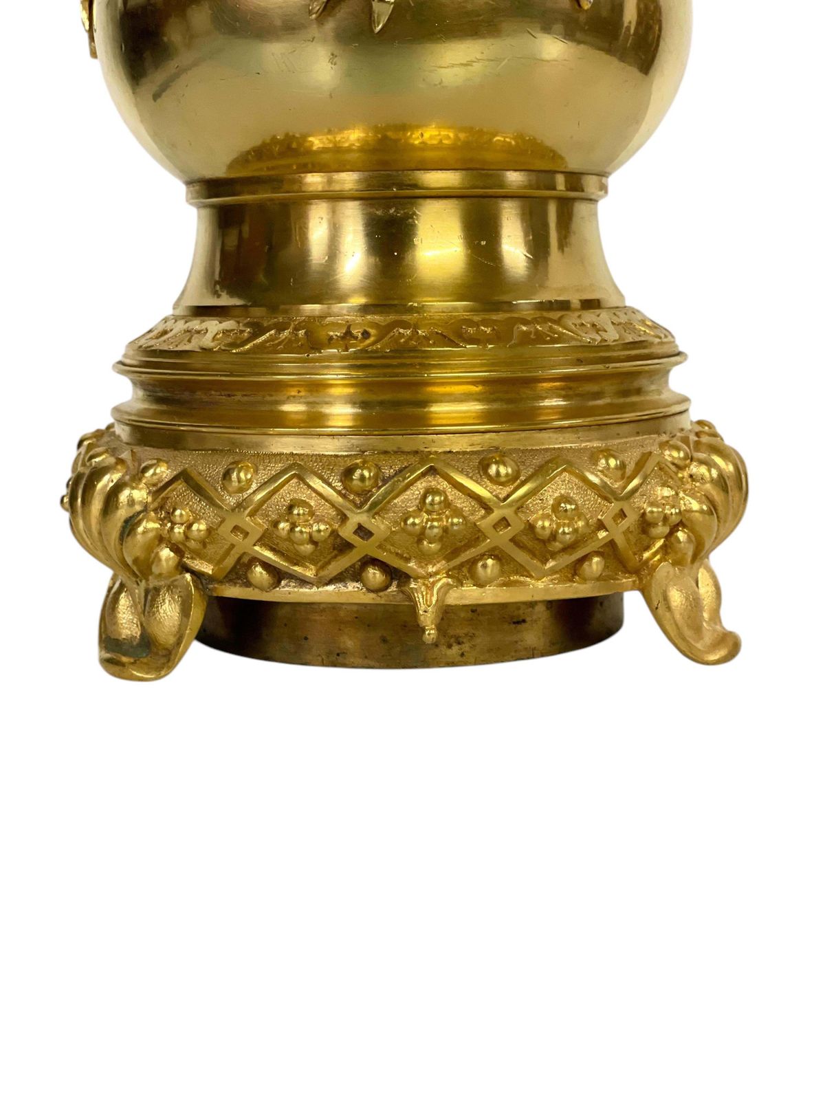 Louis XVI Gilt Bronze Table Lamp With Roses And Ribbons, 19th Century photo vintage