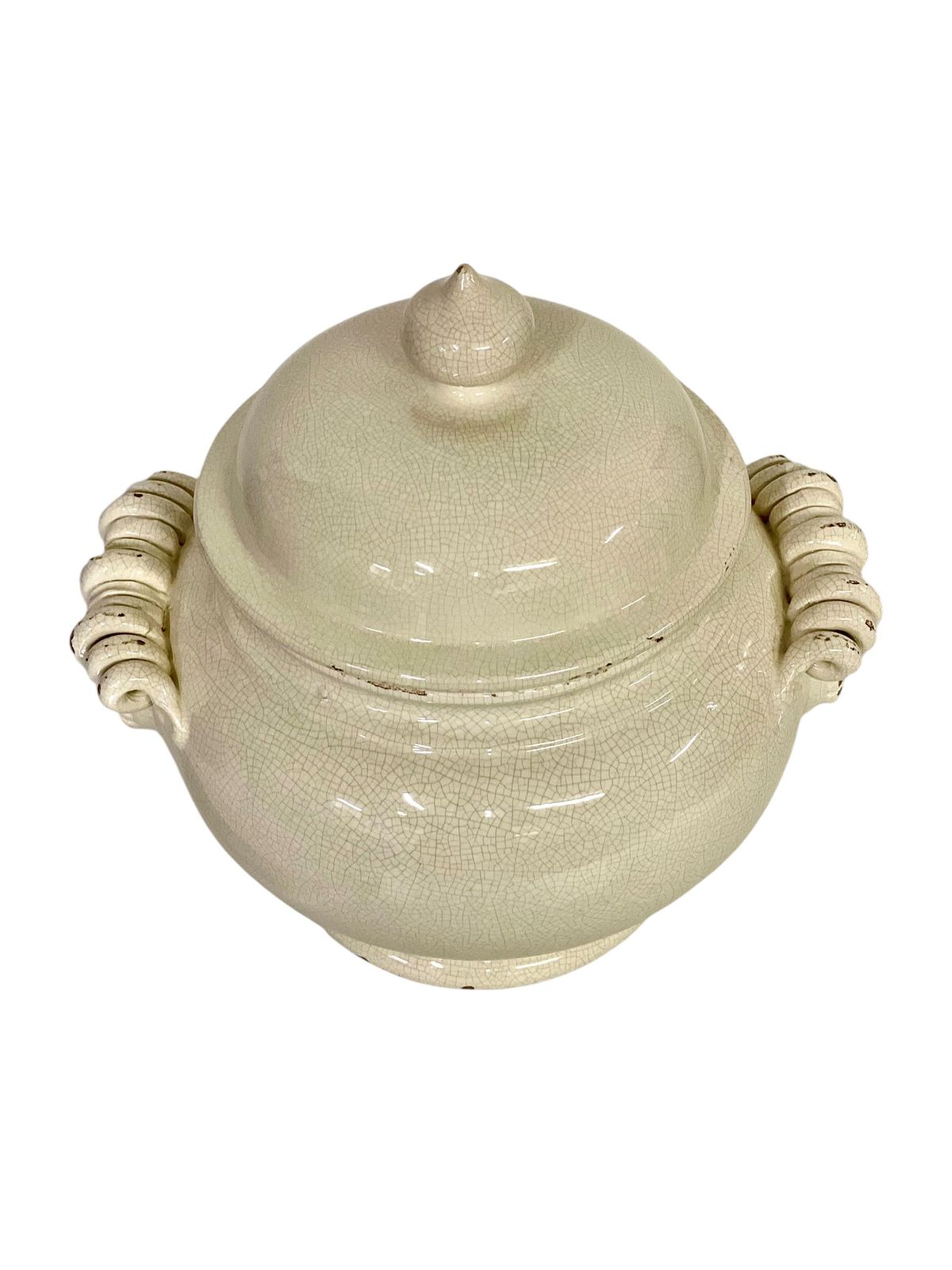 Ceramic Crackle Gazle Tureen With Lid And Plate, 19th Century photo vintage