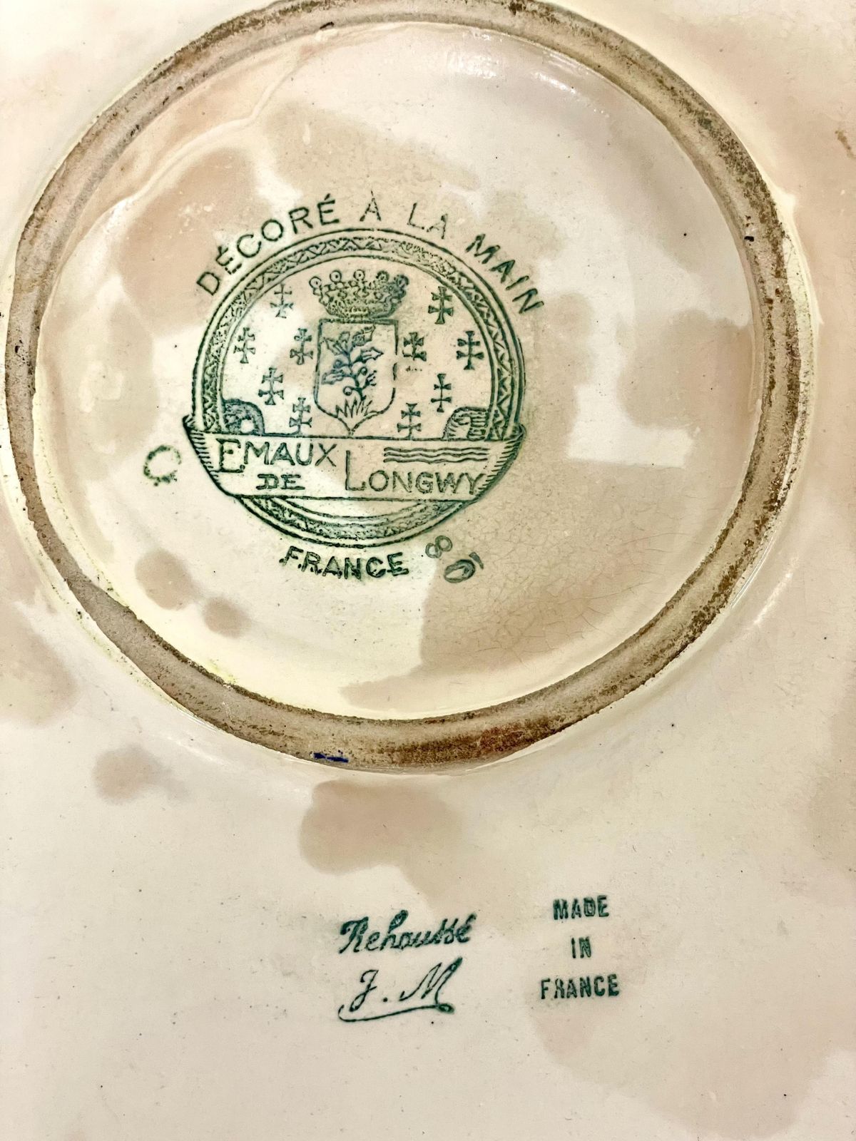 851.0 Hand Painted Longwy Centerpiece, Circa 1950 photo